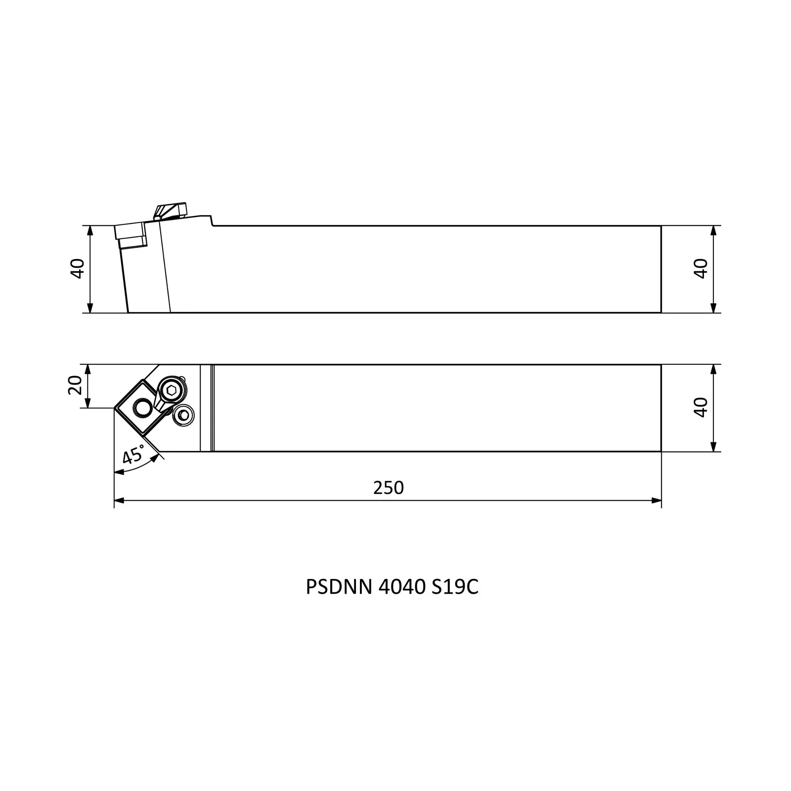 PSDNN 4040 S19C &mdash; dimensioned drawing