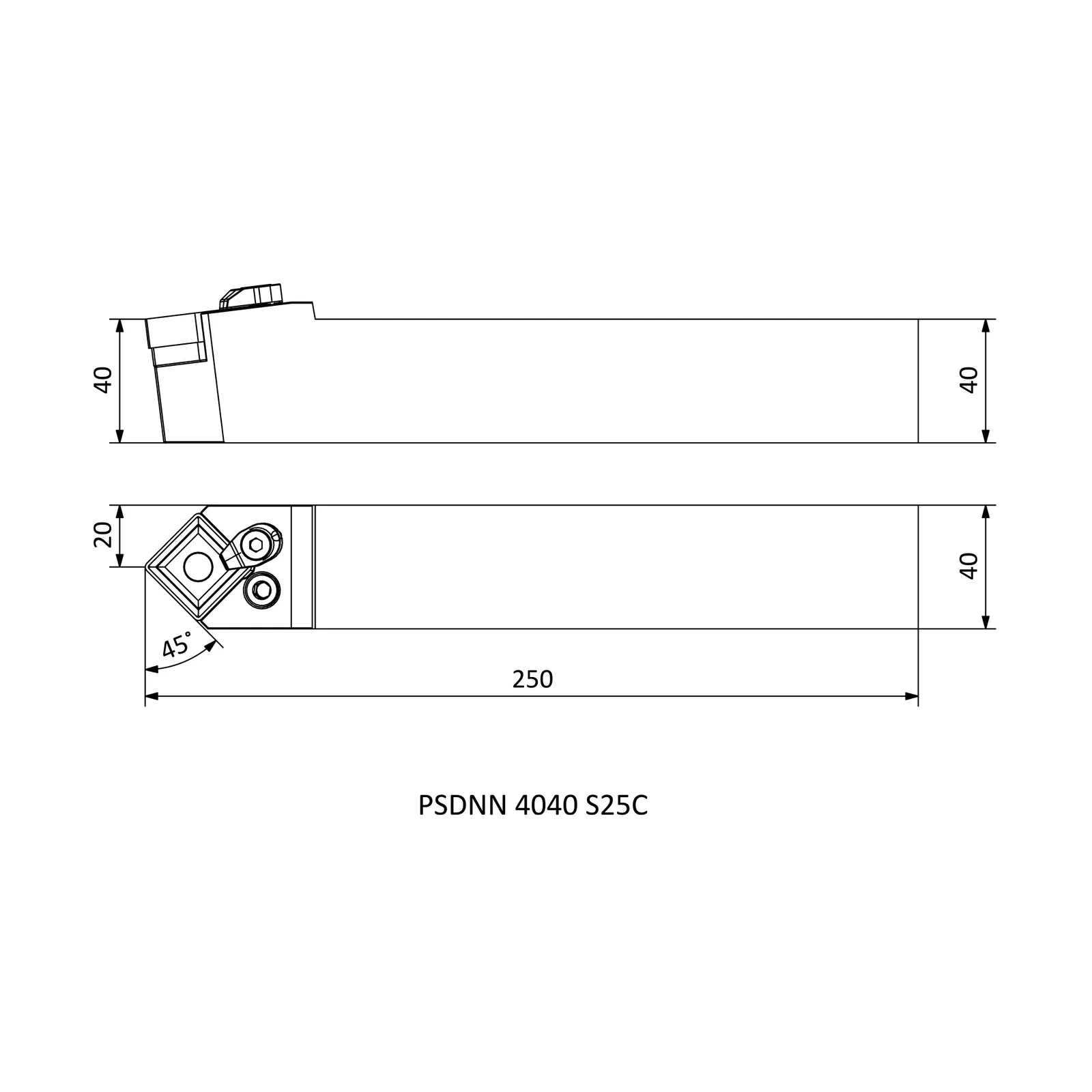 PSDNN 4040 S25C &mdash; dimensioned drawing