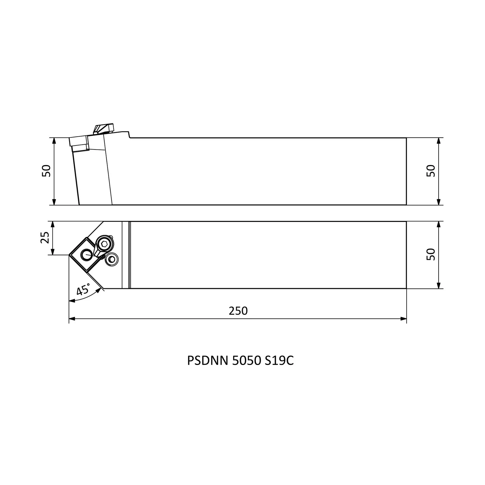 PSDNN 5050 S19C &mdash; dimensioned drawing