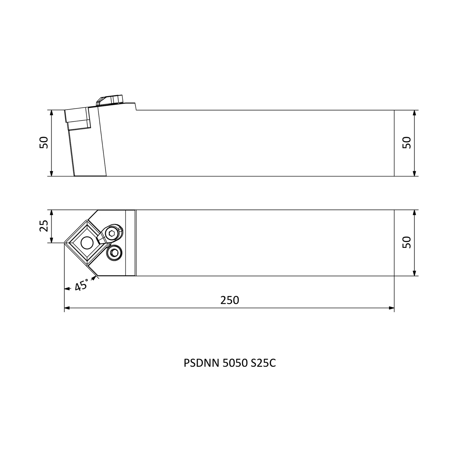 PSDNN 5050 S25C &mdash; dimensioned drawing