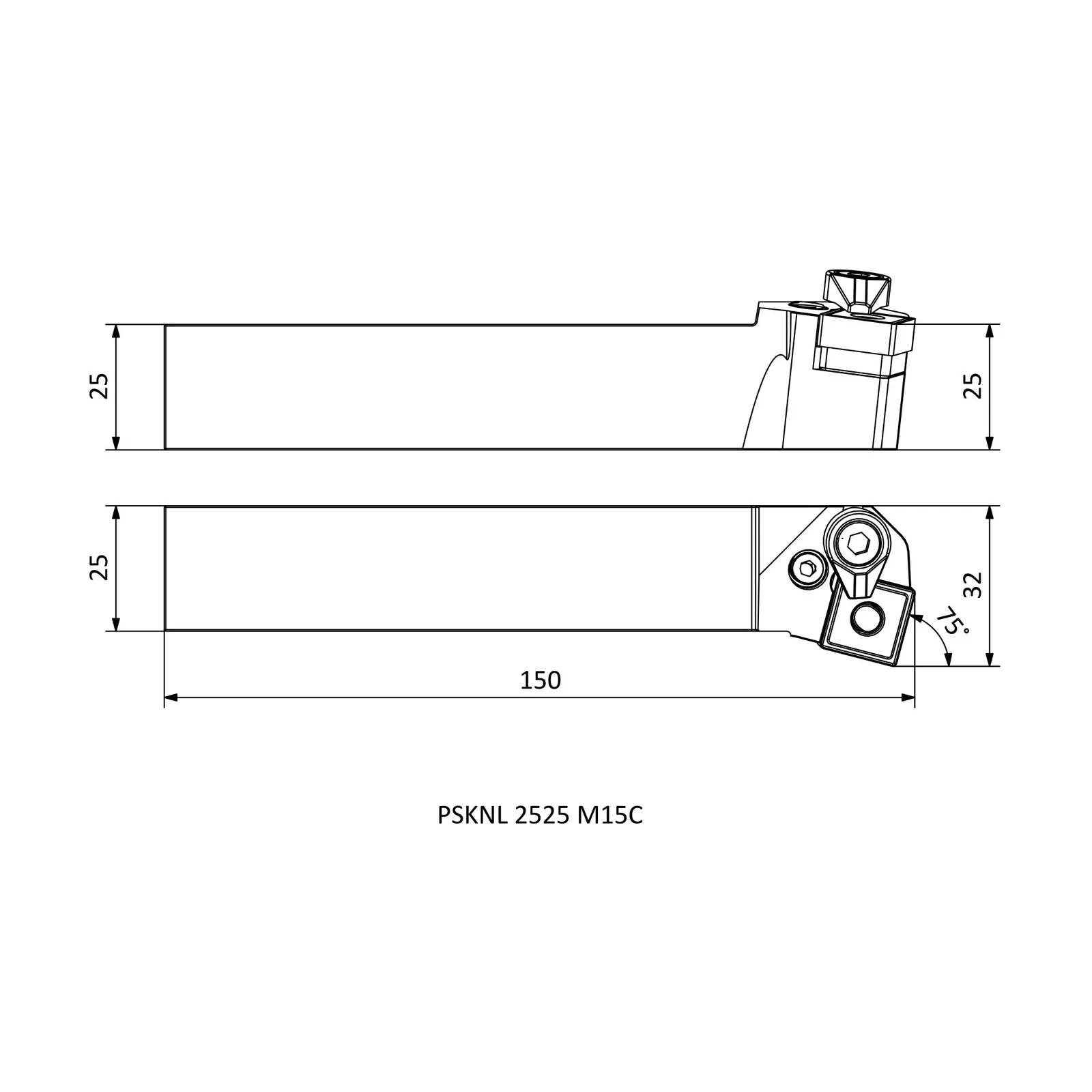 PSKNL 2525 M15C &mdash; dimensioned drawing