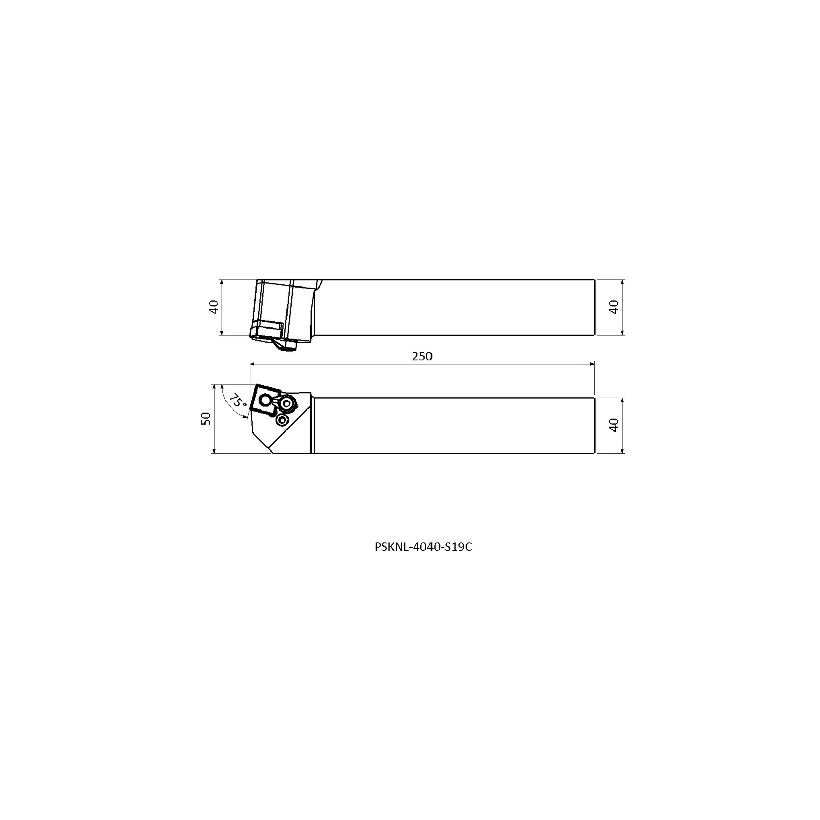 PSKNL 4040 S19C &mdash; dimensioned drawing