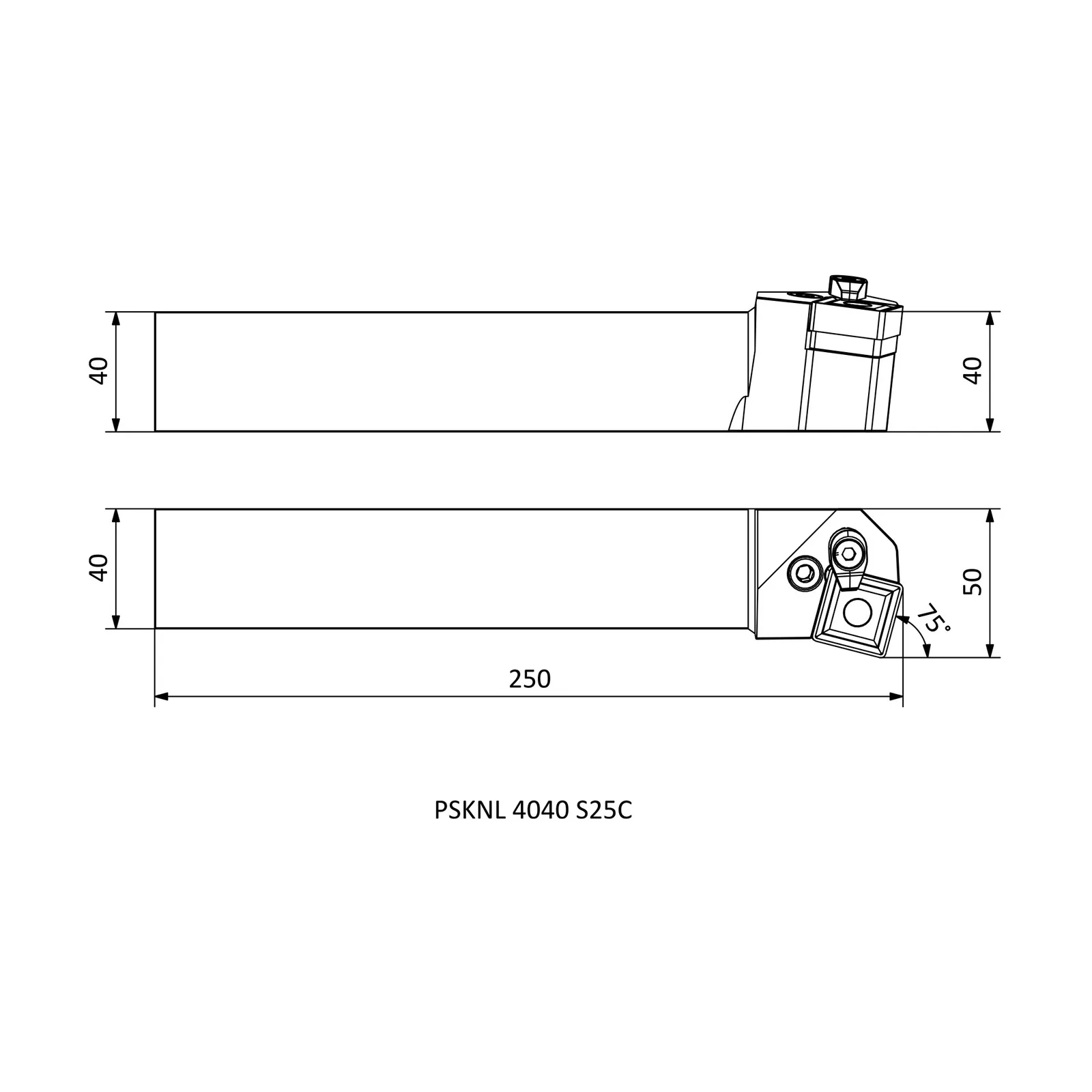 PSKNL 4040 S25C &mdash; dimensioned drawing