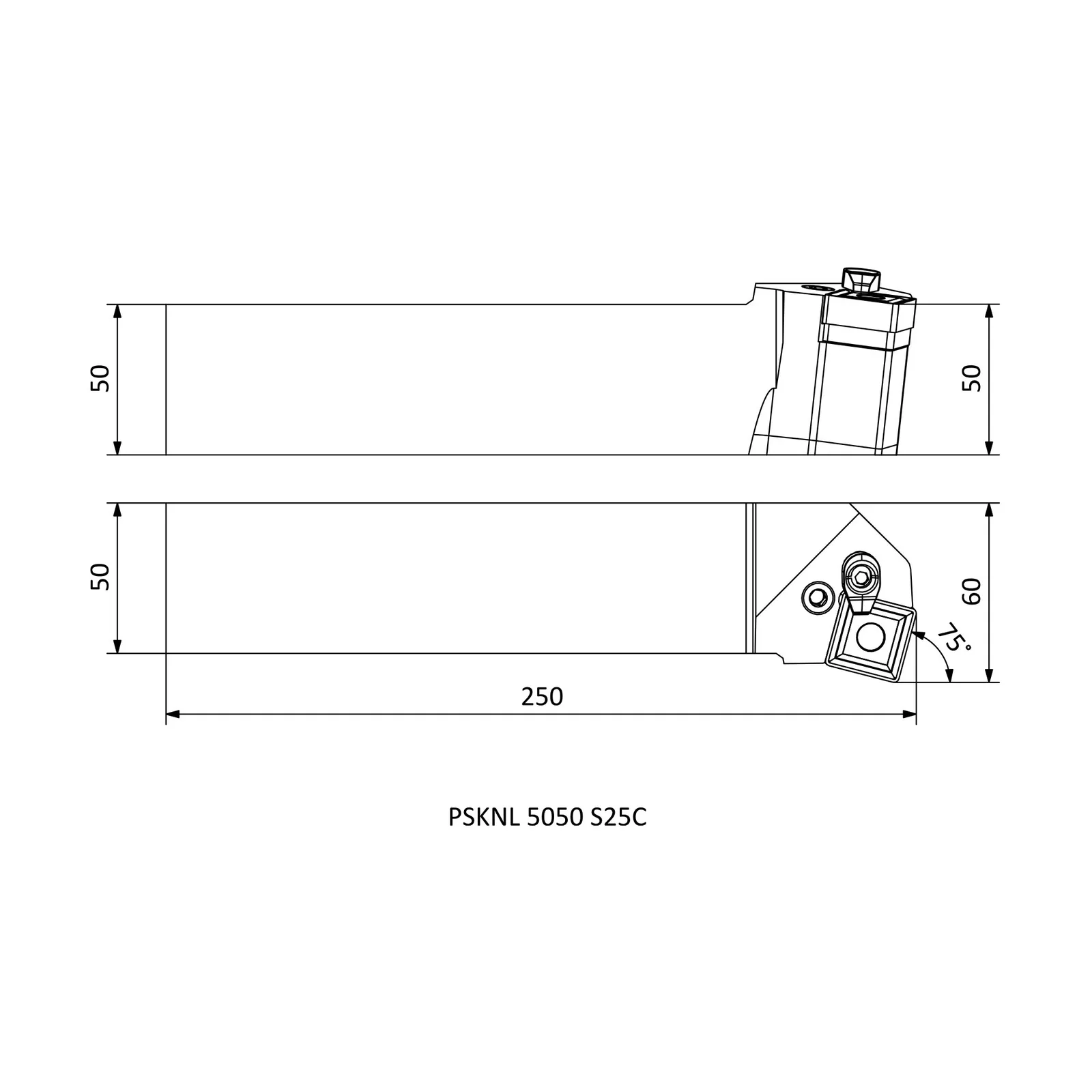 PSKNL 5050 S25C &mdash; dimensioned drawing