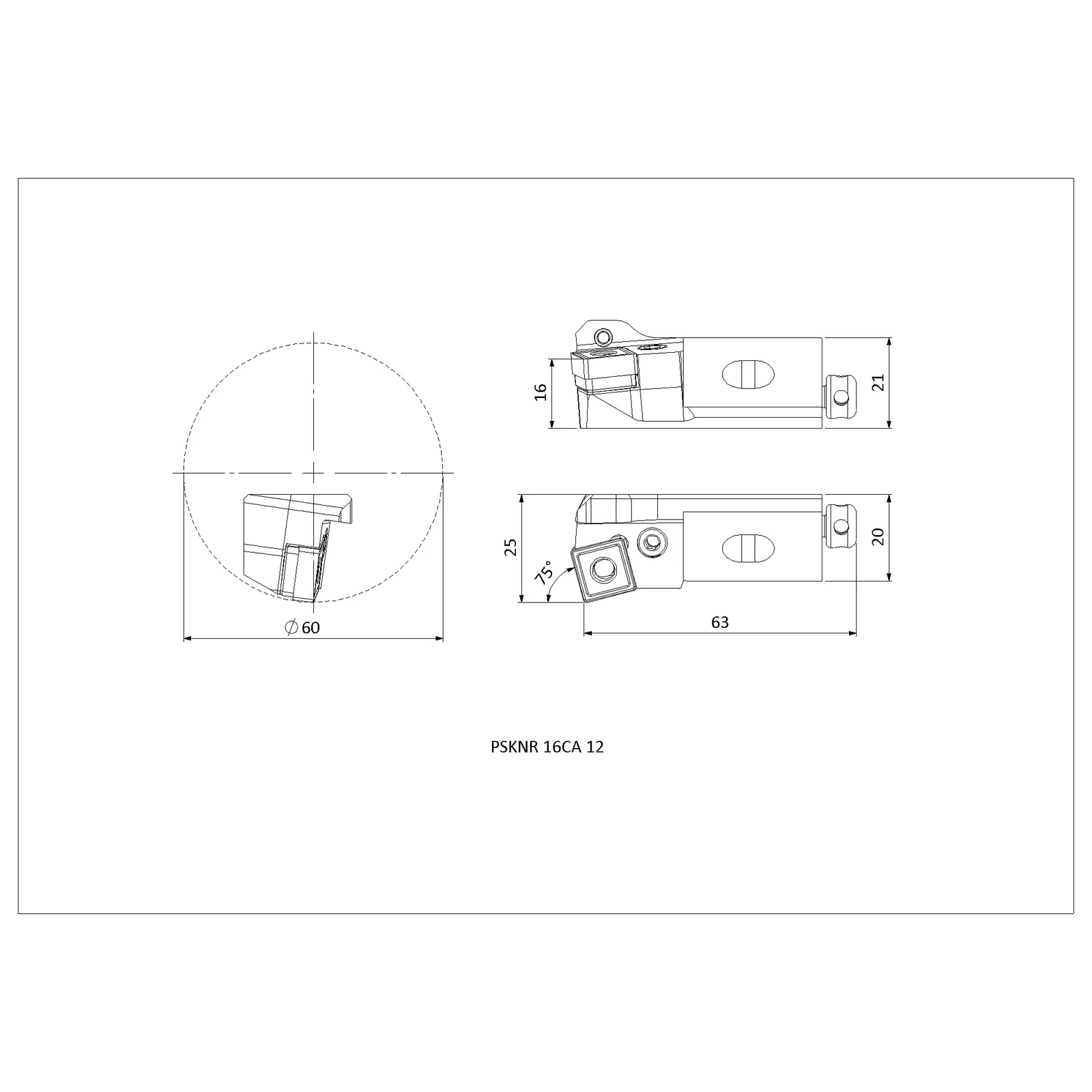 PSKNR 16CA 12 &mdash; dimensioned drawing