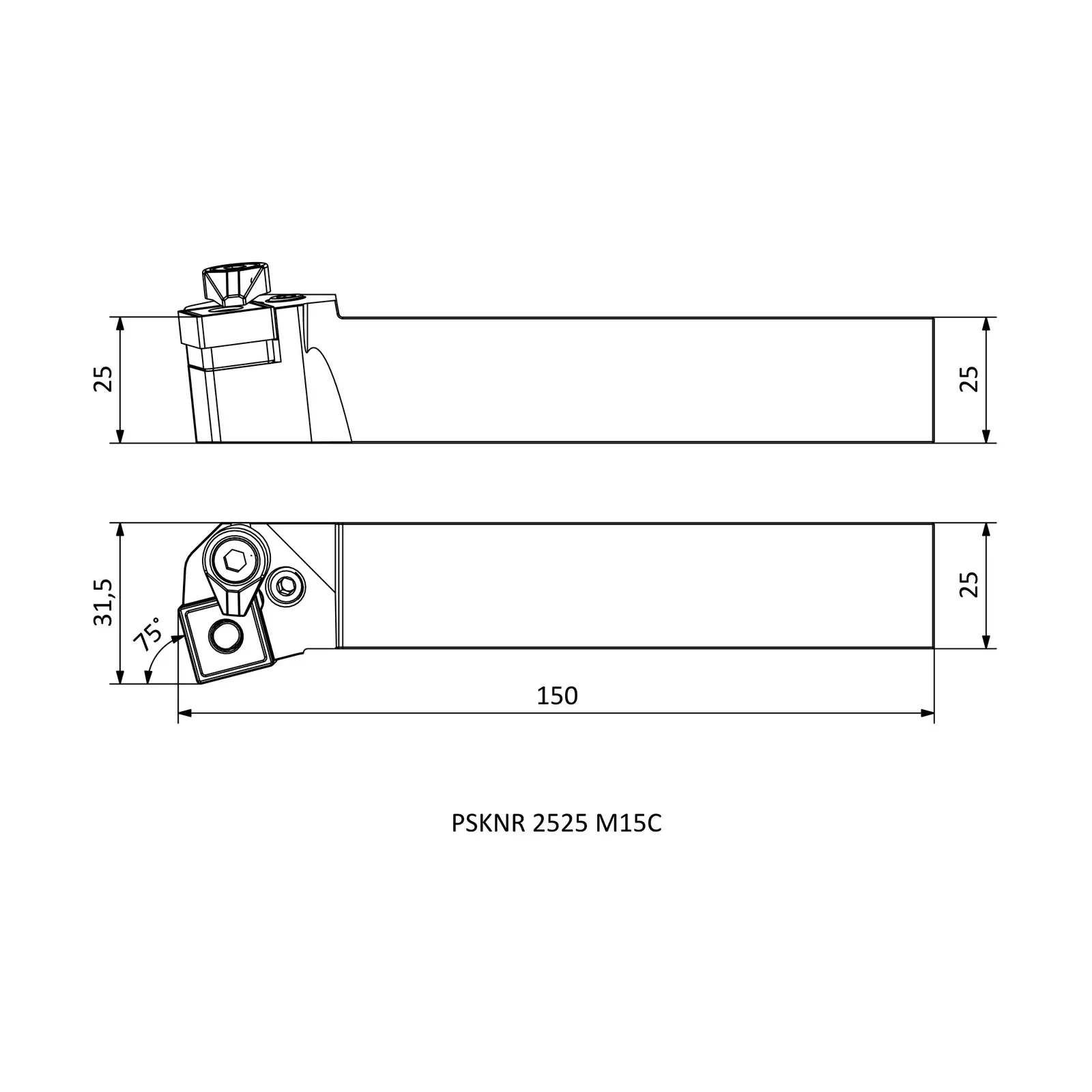 PSKNR 2525 M15C &mdash; dimensioned drawing