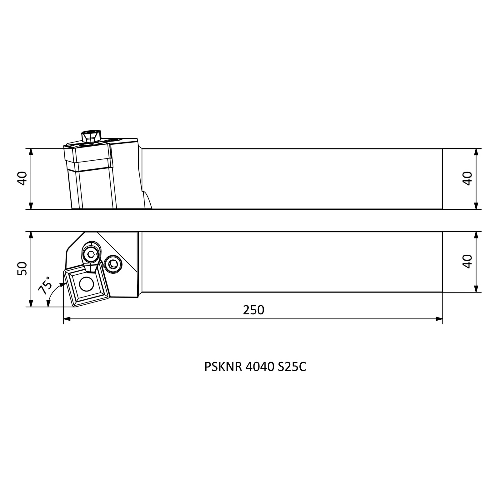 PSKNR 4040 S25C &mdash; dimensioned drawing
