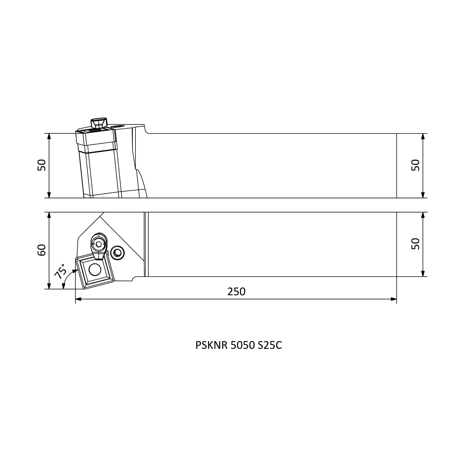 PSKNR 5050 S25C &mdash; dimensioned drawing