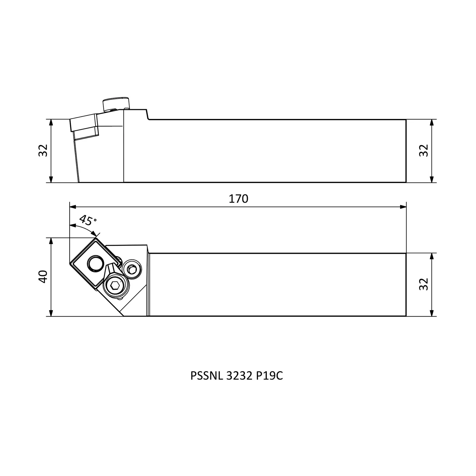 PSSNL 3232 P19C &mdash; dimensioned drawing