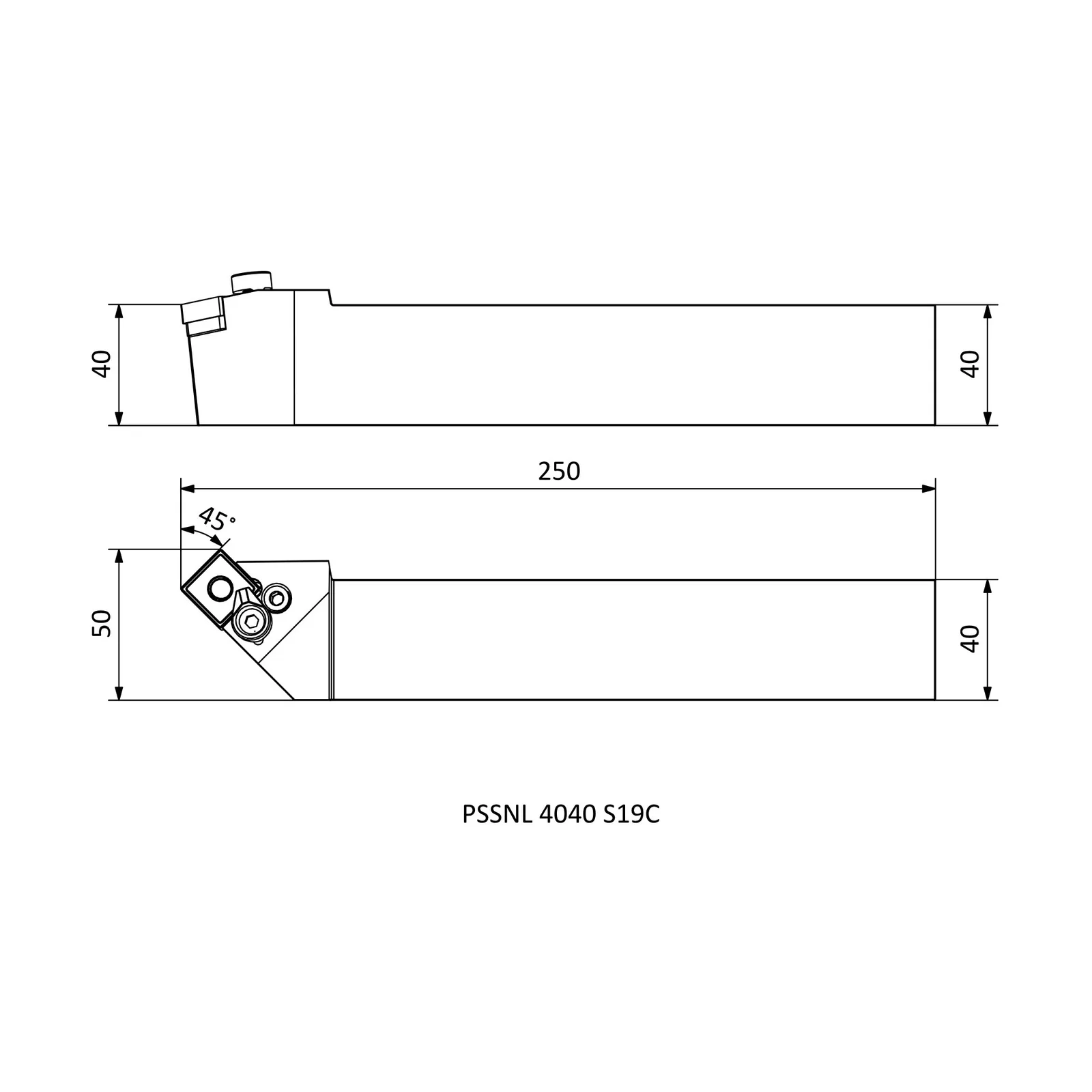 PSSNL 4040 S19C &mdash; dimensioned drawing