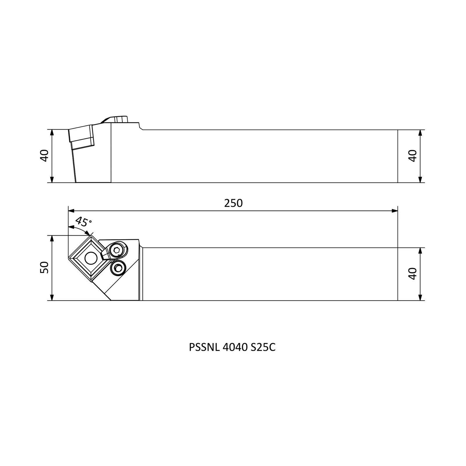 PSSNL 4040 S25C &mdash; dimensioned drawing