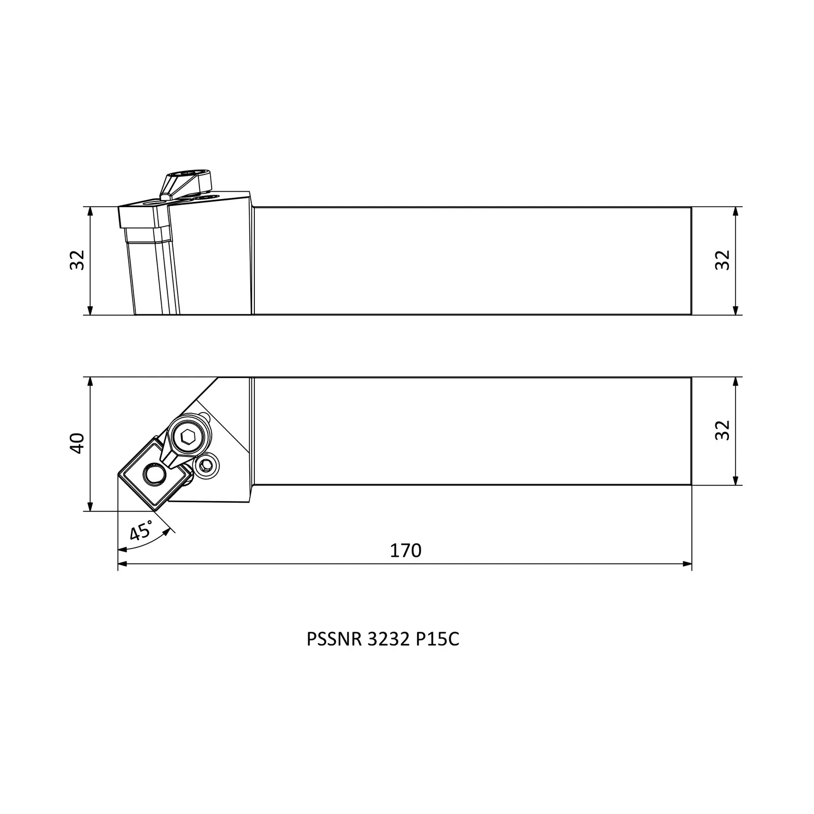 PSSNR 3232 P15C &mdash; dimensioned drawing
