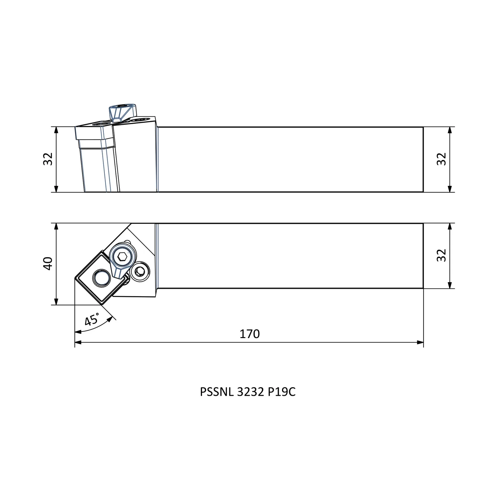PSSNR 3232 P19C &mdash; dimensioned drawing
