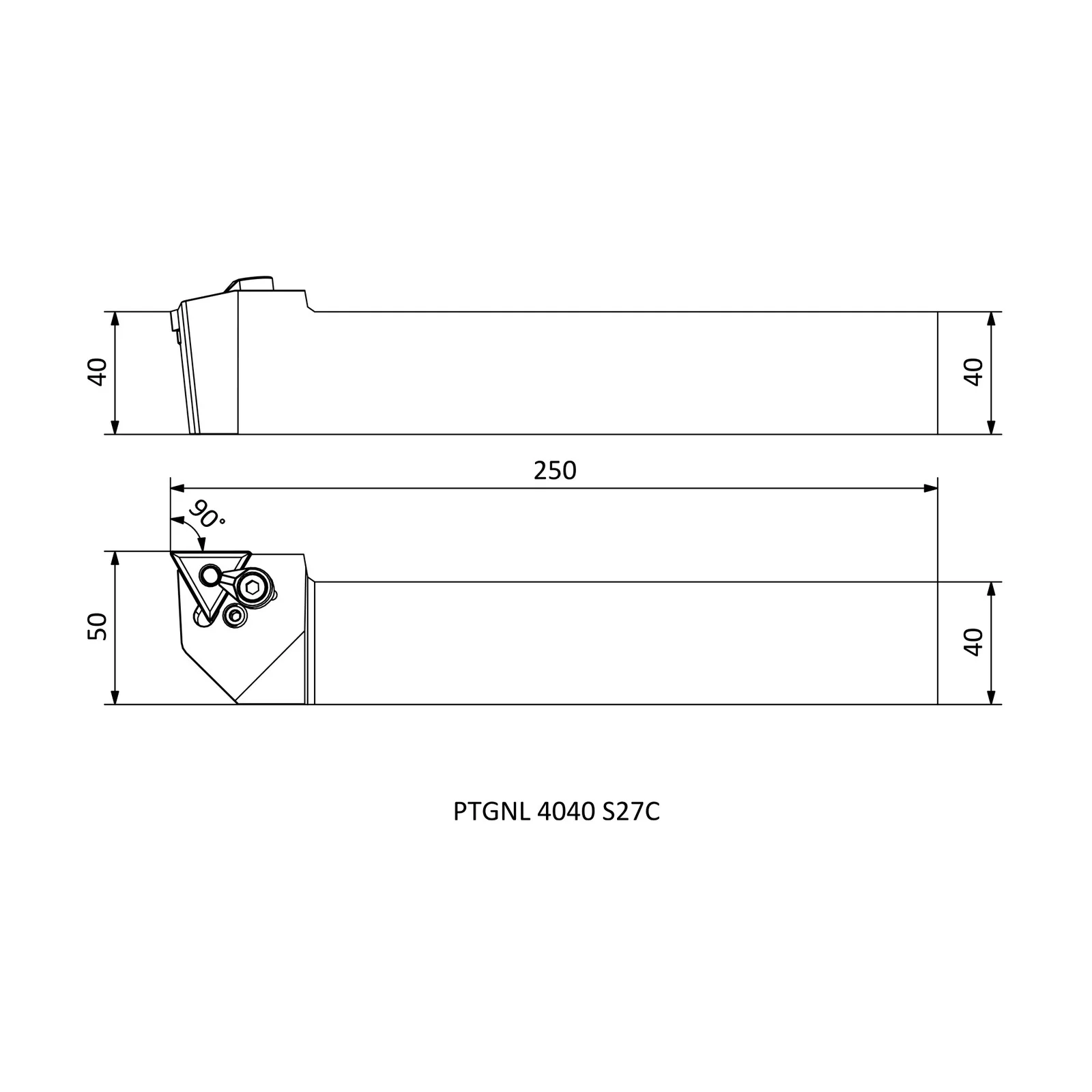 PTGNL 4040 S27C &mdash; dimensioned drawing