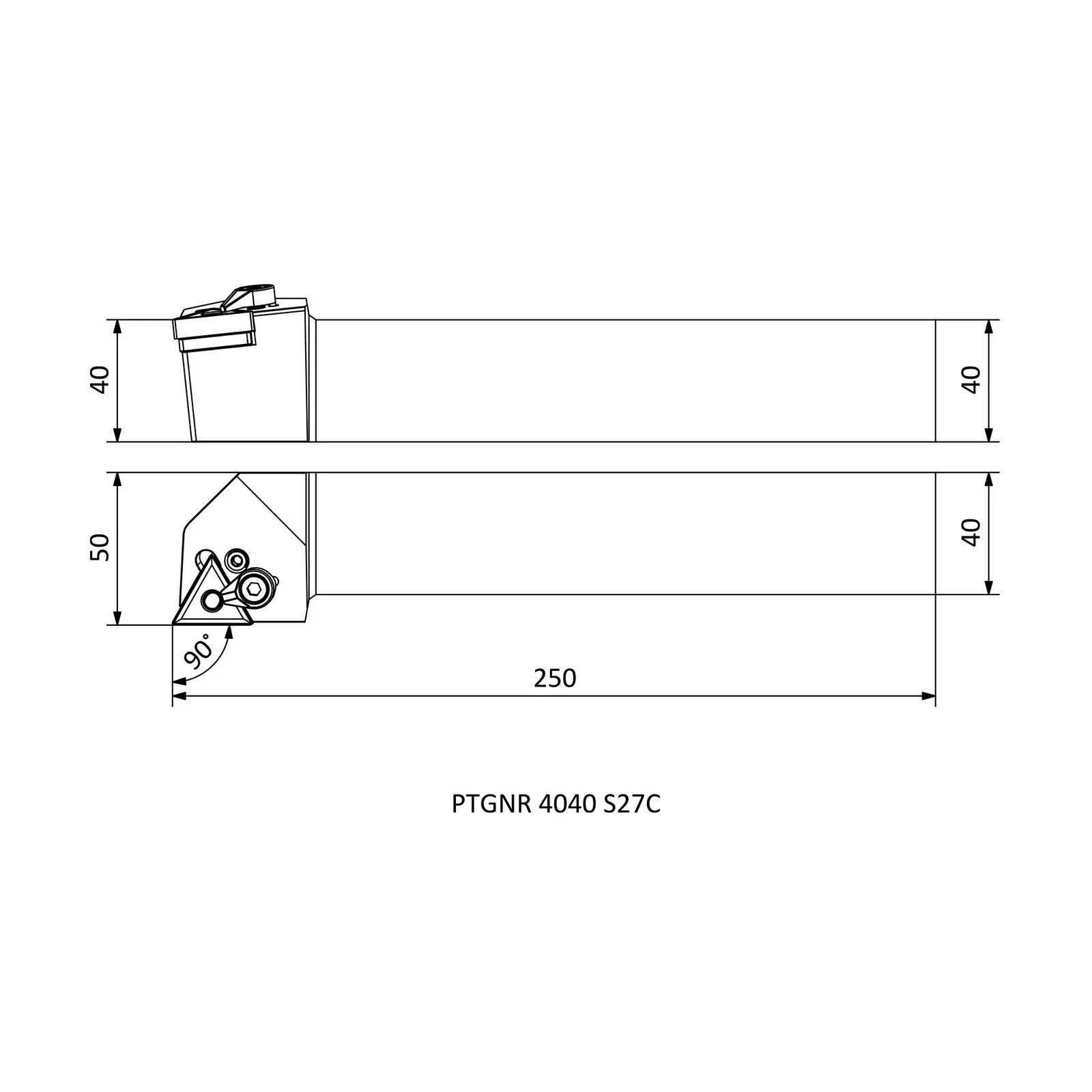 PTGNR 4040 S27C &mdash; dimensioned drawing