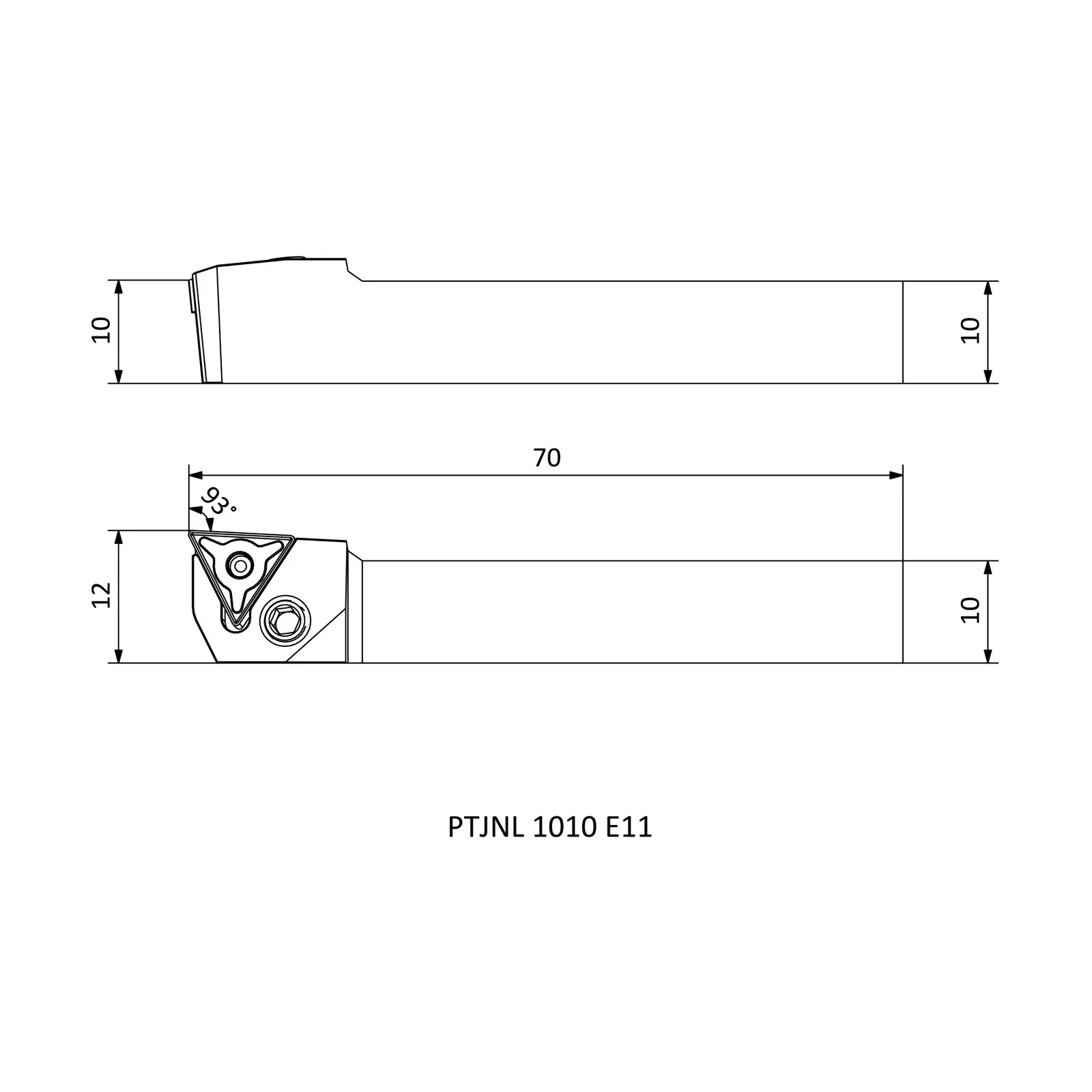 PTJNL 1010 E11 &mdash; dimensioned drawing
