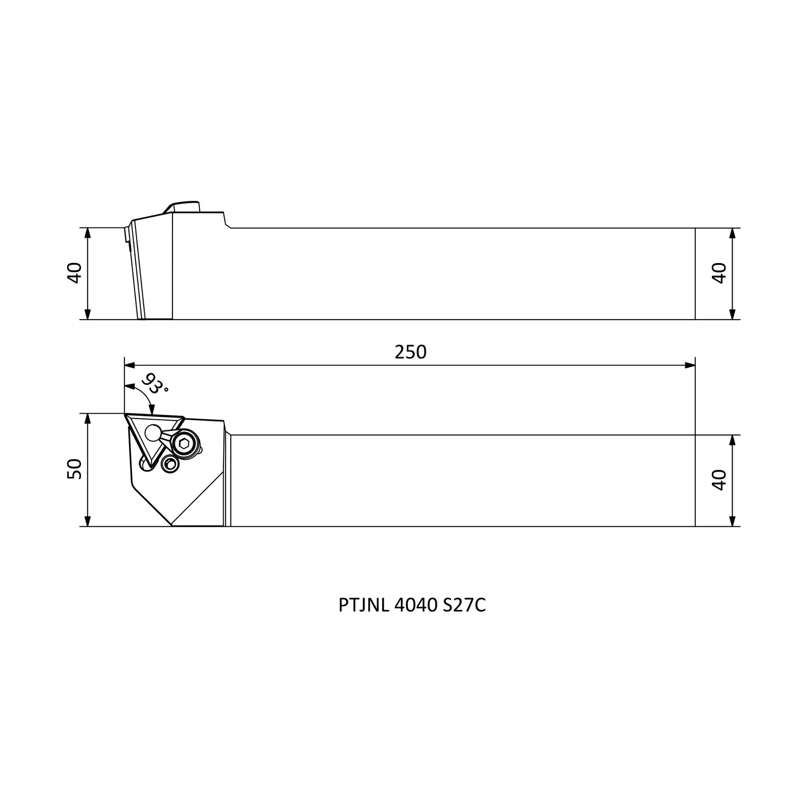 PTJNL 4040 S27C &mdash; dimensioned drawing