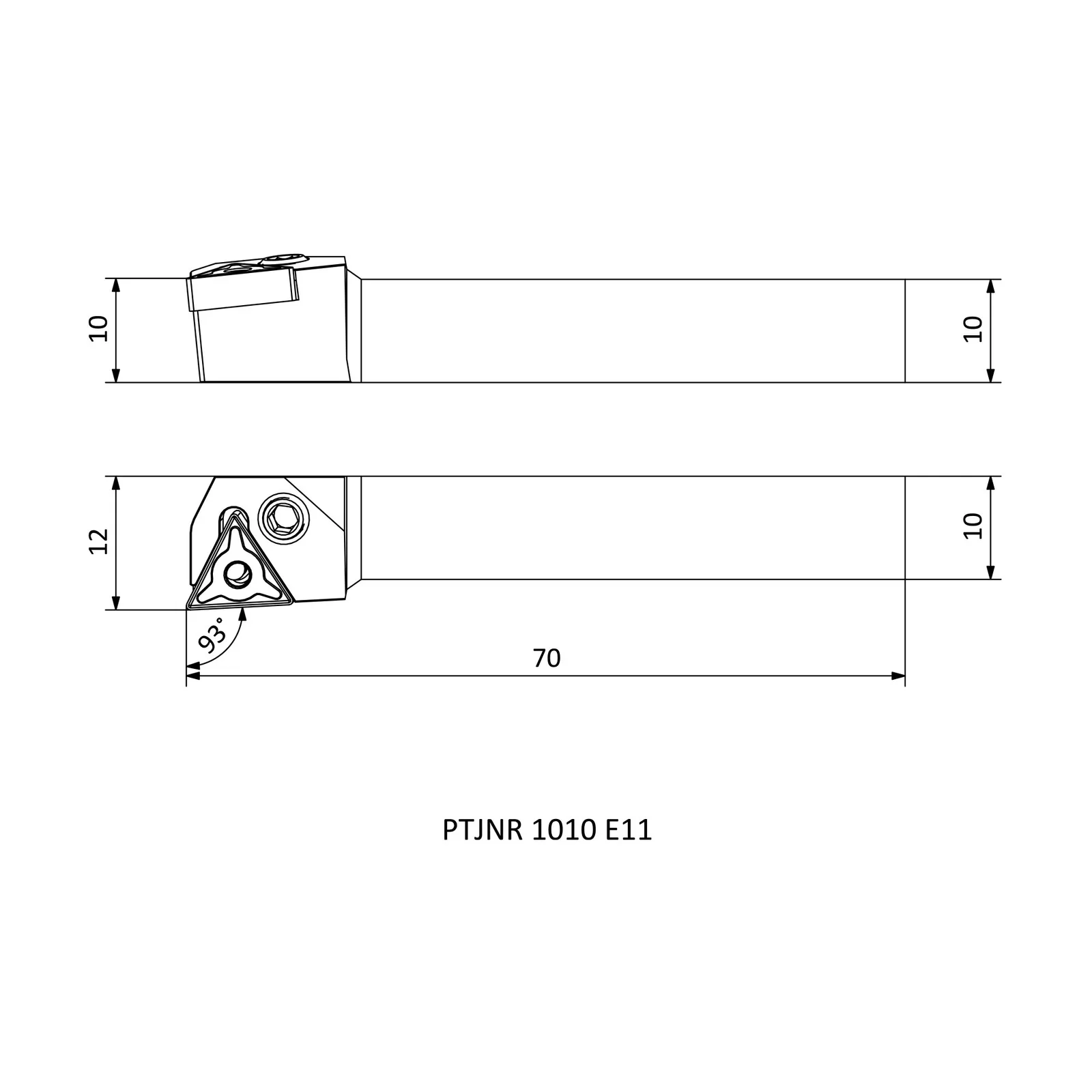 PTJNR 1010 E11 &mdash; dimensioned drawing