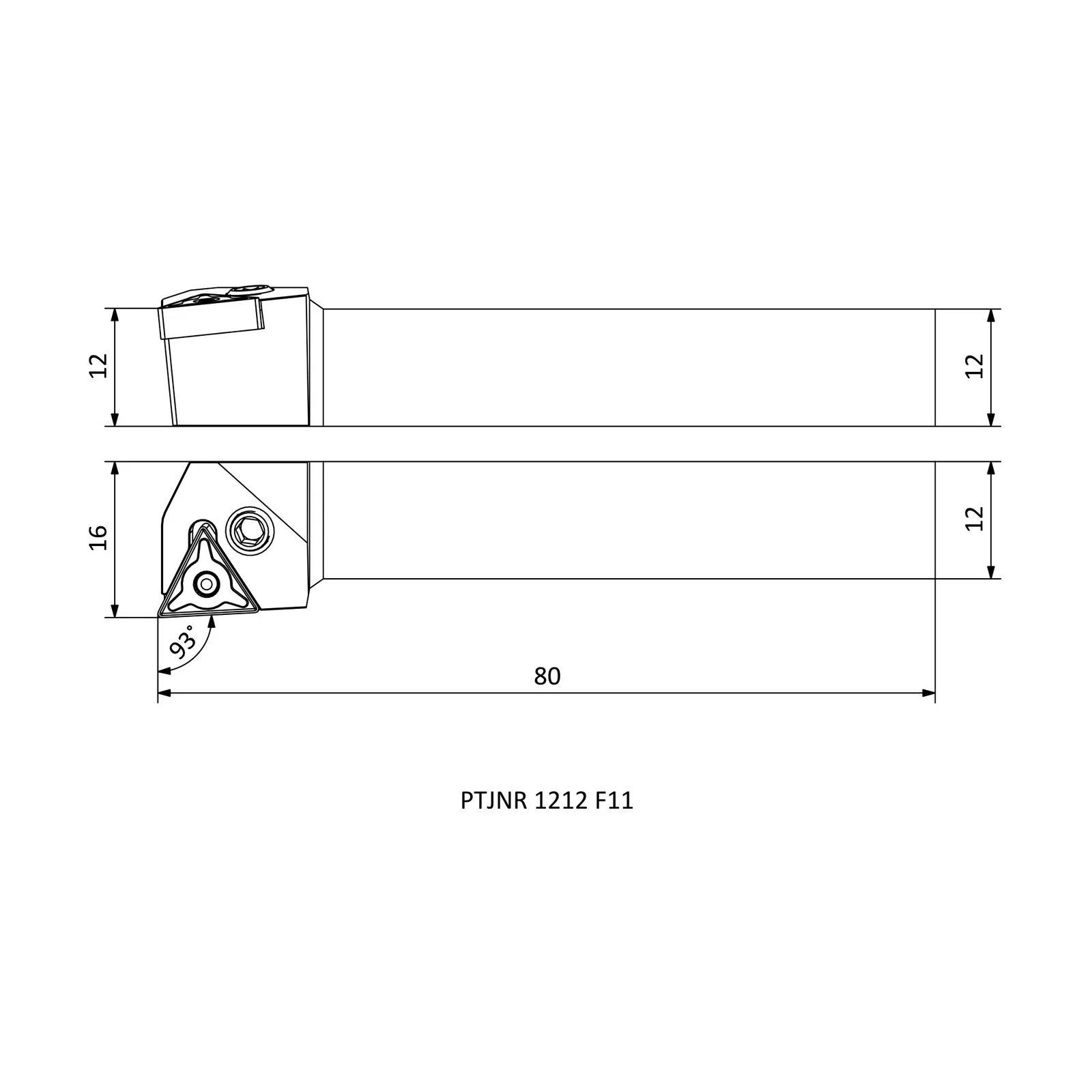PTJNR 1212 F11 &mdash; dimensioned drawing