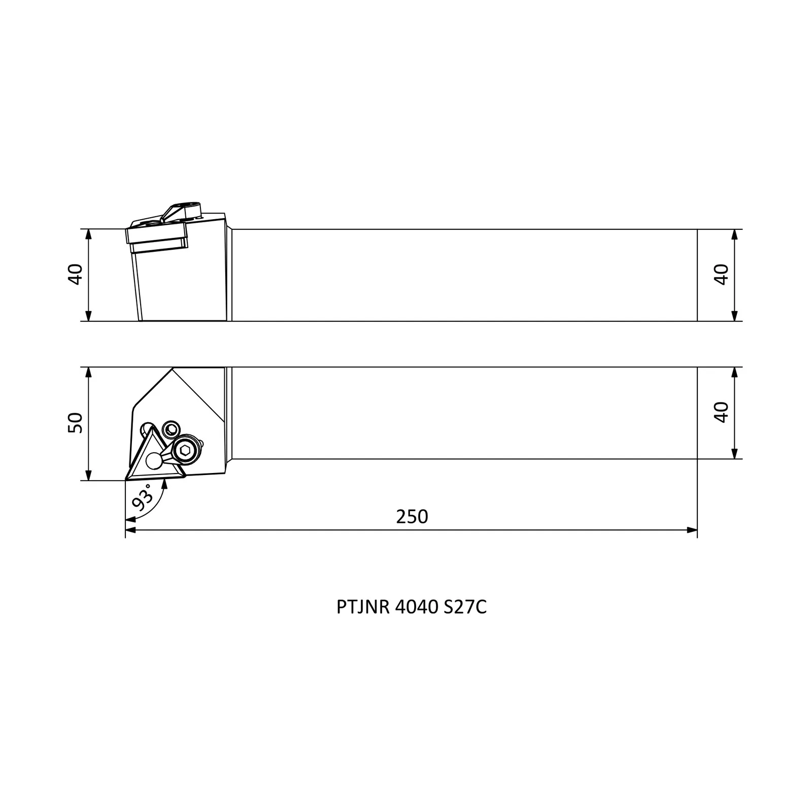 PTJNR 4040 S27C &mdash; dimensioned drawing