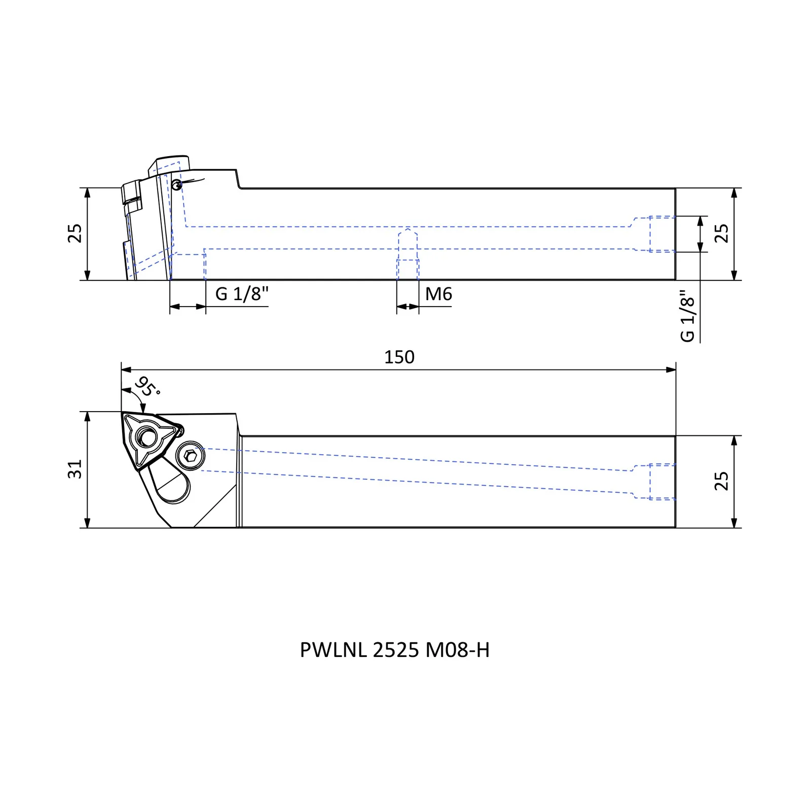 PWLNL 2525 M08-H &mdash; dimensioned drawing