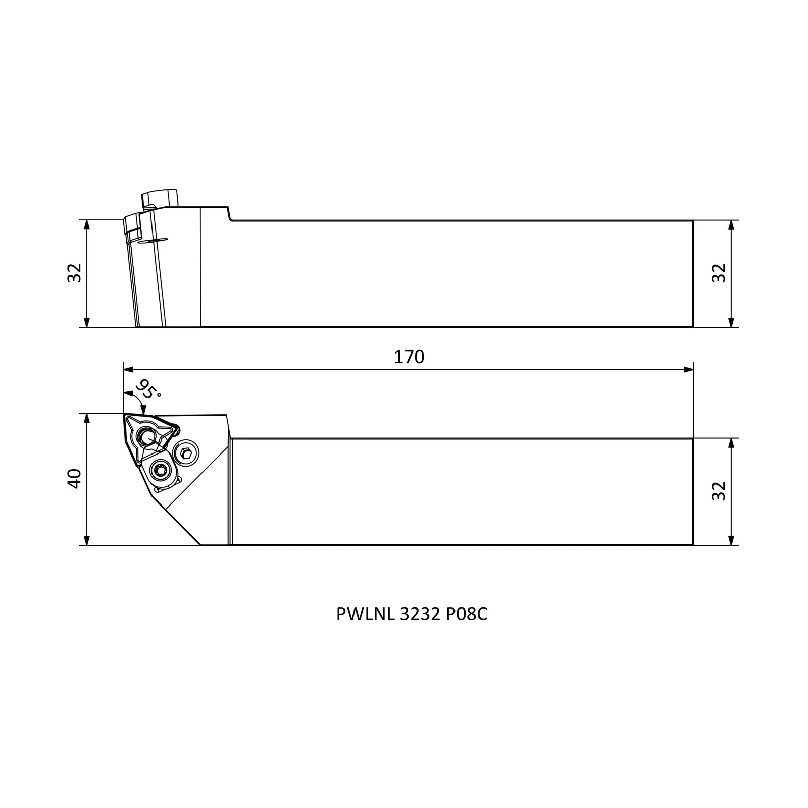 PWLNL 3232 P08C &mdash; dimensioned drawing