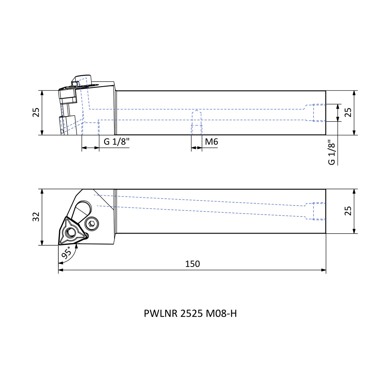 PWLNR 2525 M08-H &mdash; dimensioned drawing