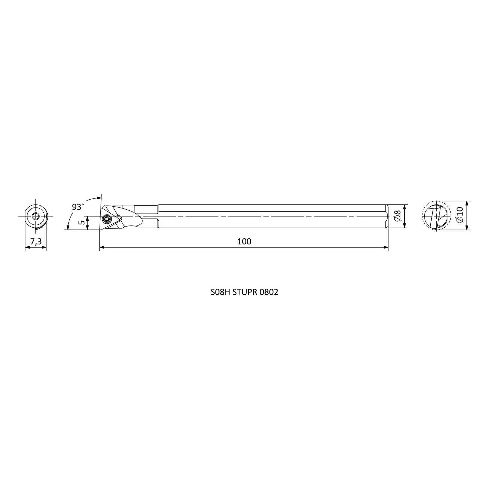 S08H STUPR 0802 &mdash; dimensioned drawing