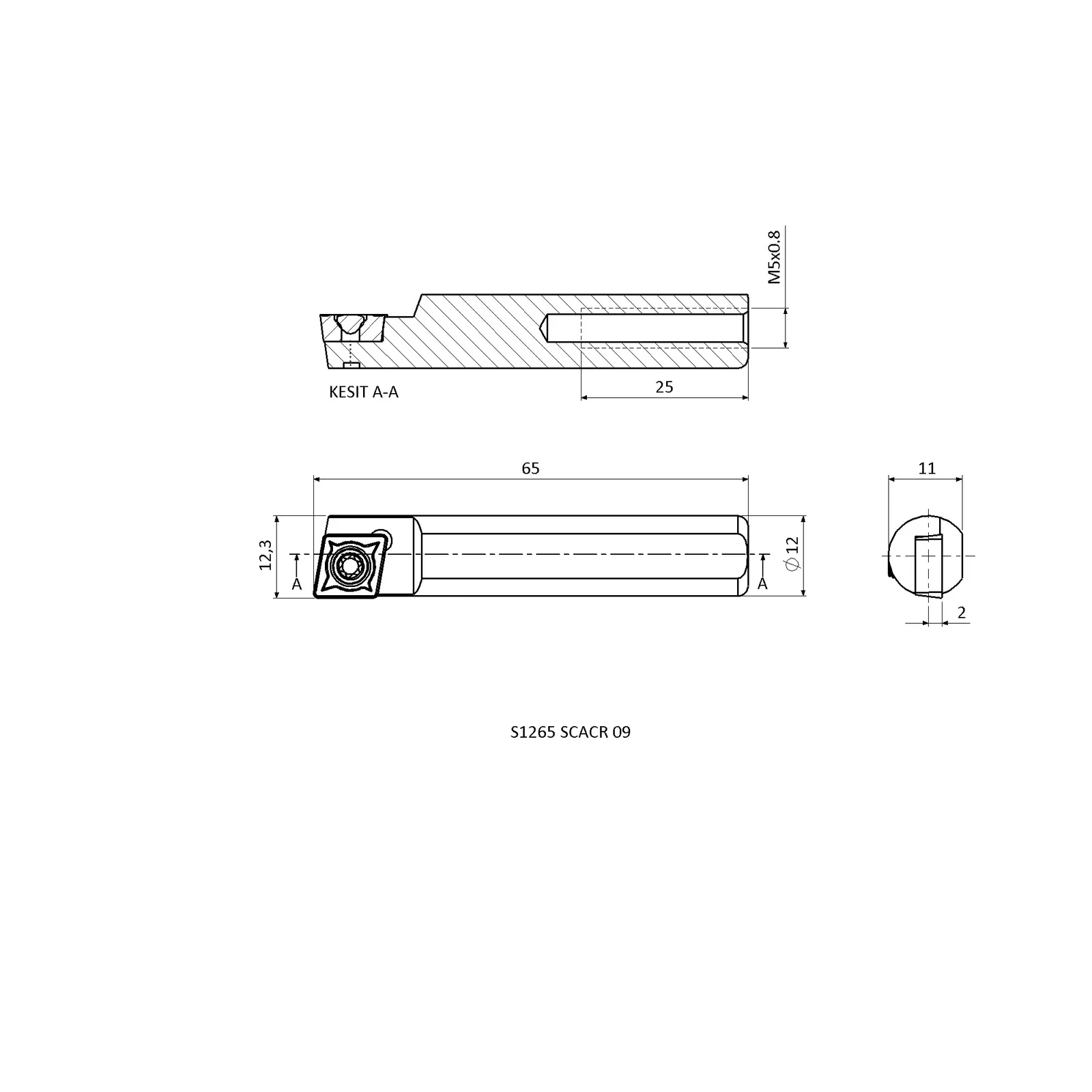 S1265 SCACR 09 &mdash; dimensioned drawing