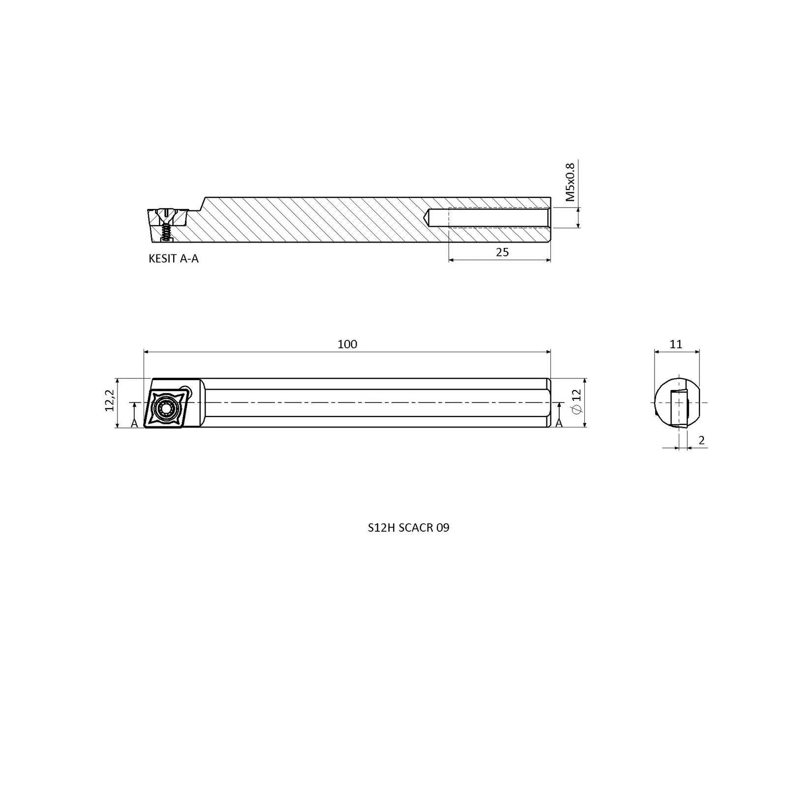 S12H SCACR 09 &mdash; dimensioned drawing