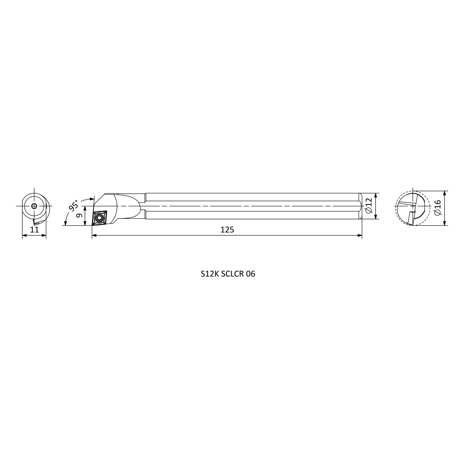 S12K SCLCR 06 &mdash; dimensioned drawing