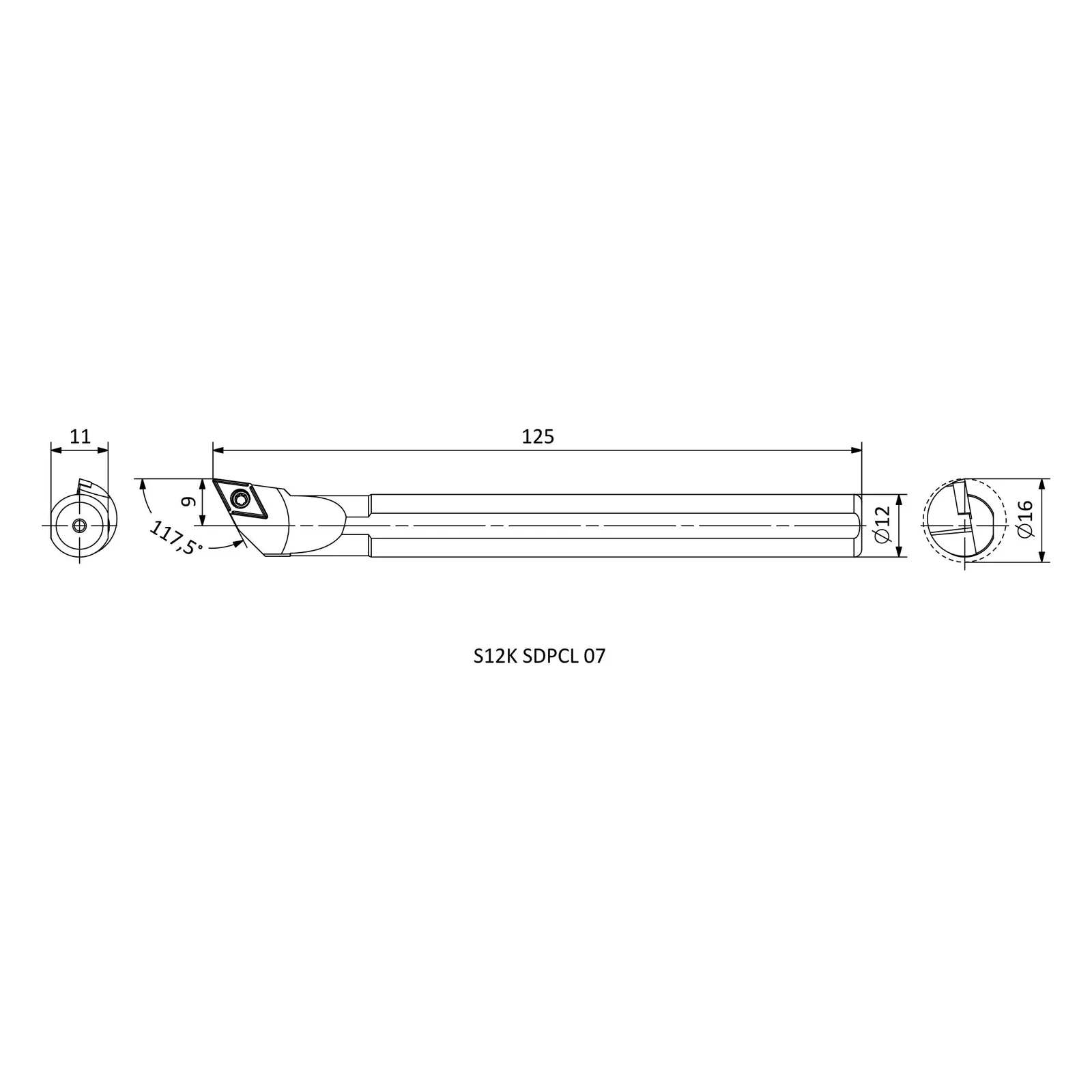 S12K SDPCL 07 &mdash; dimensioned drawing