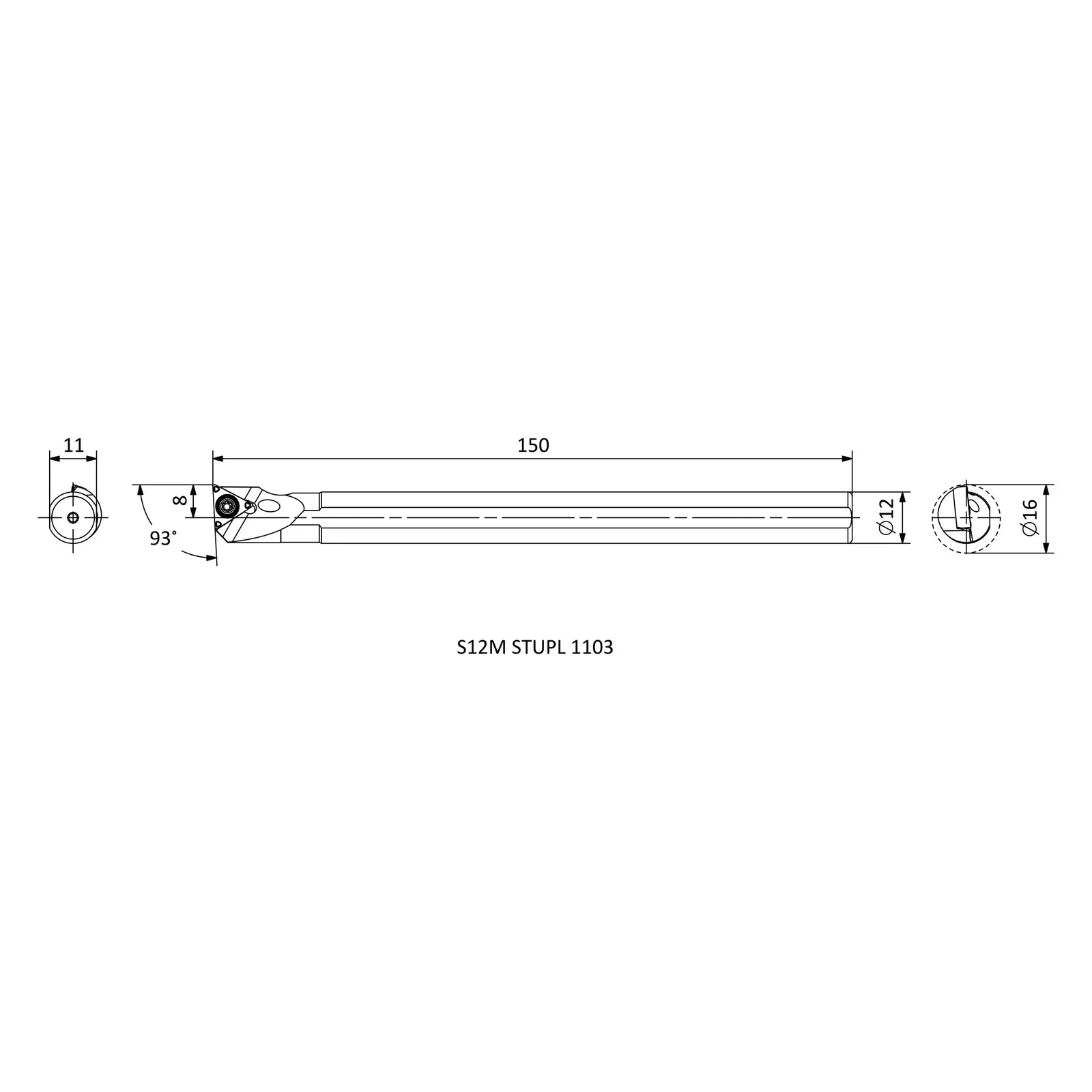 S12M STUPL 1103 &mdash; dimensioned drawing