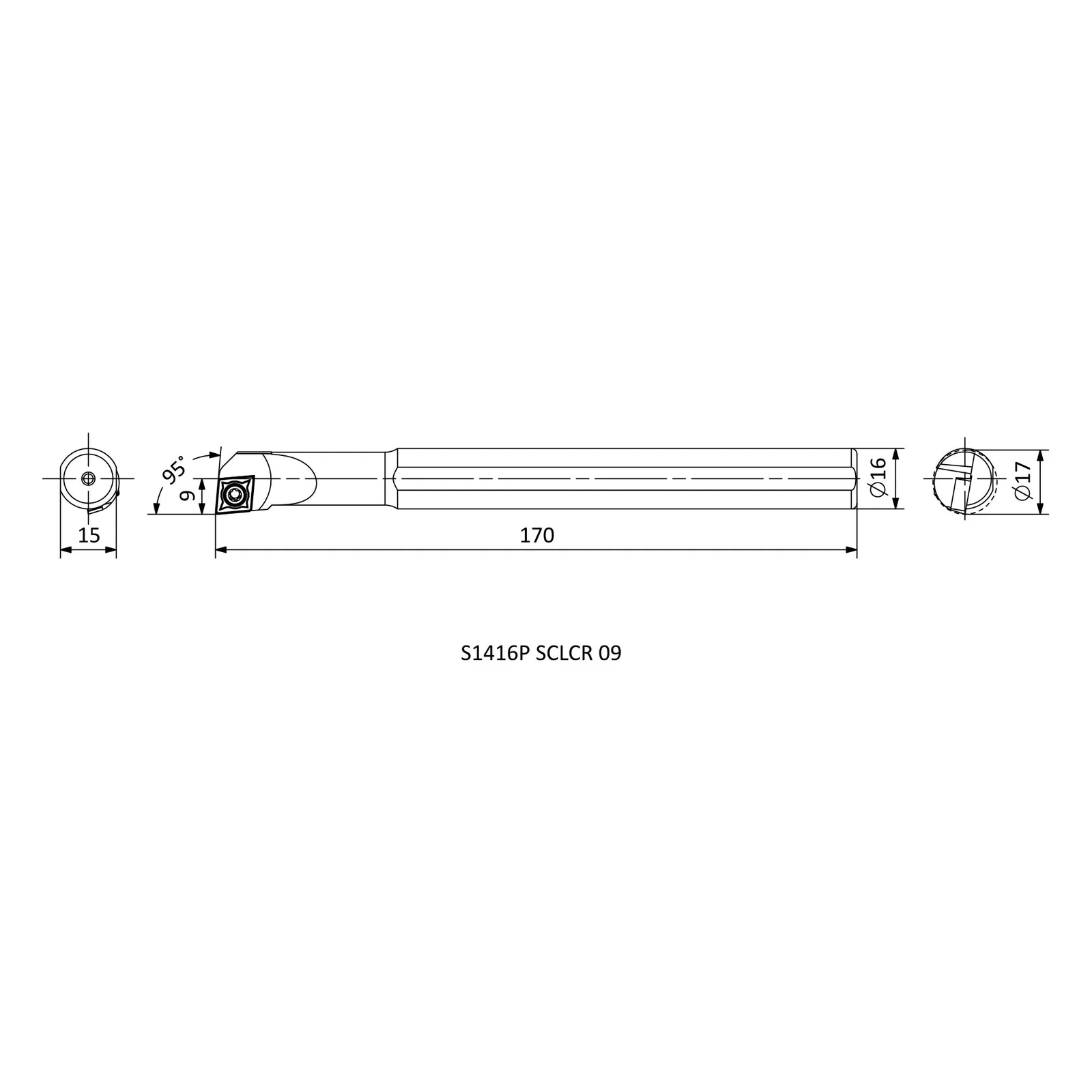 S1416P SCLCR 09 &mdash; dimensioned drawing