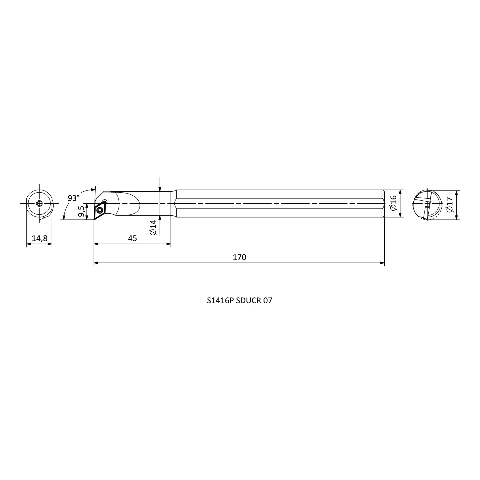 S1416P SDUCR 07 &mdash; dimensioned drawing