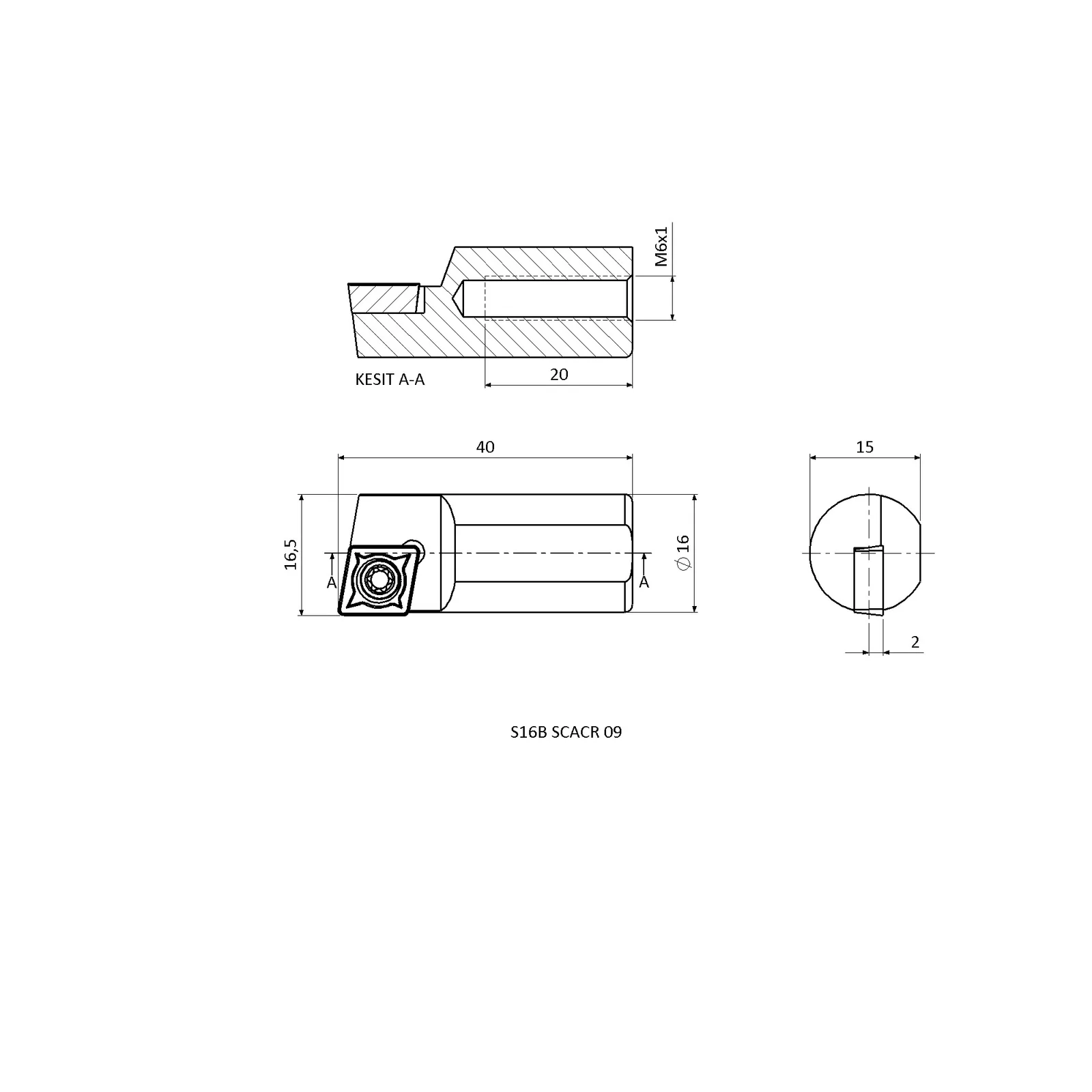 S16B SCACR 09 &mdash; dimensioned drawing