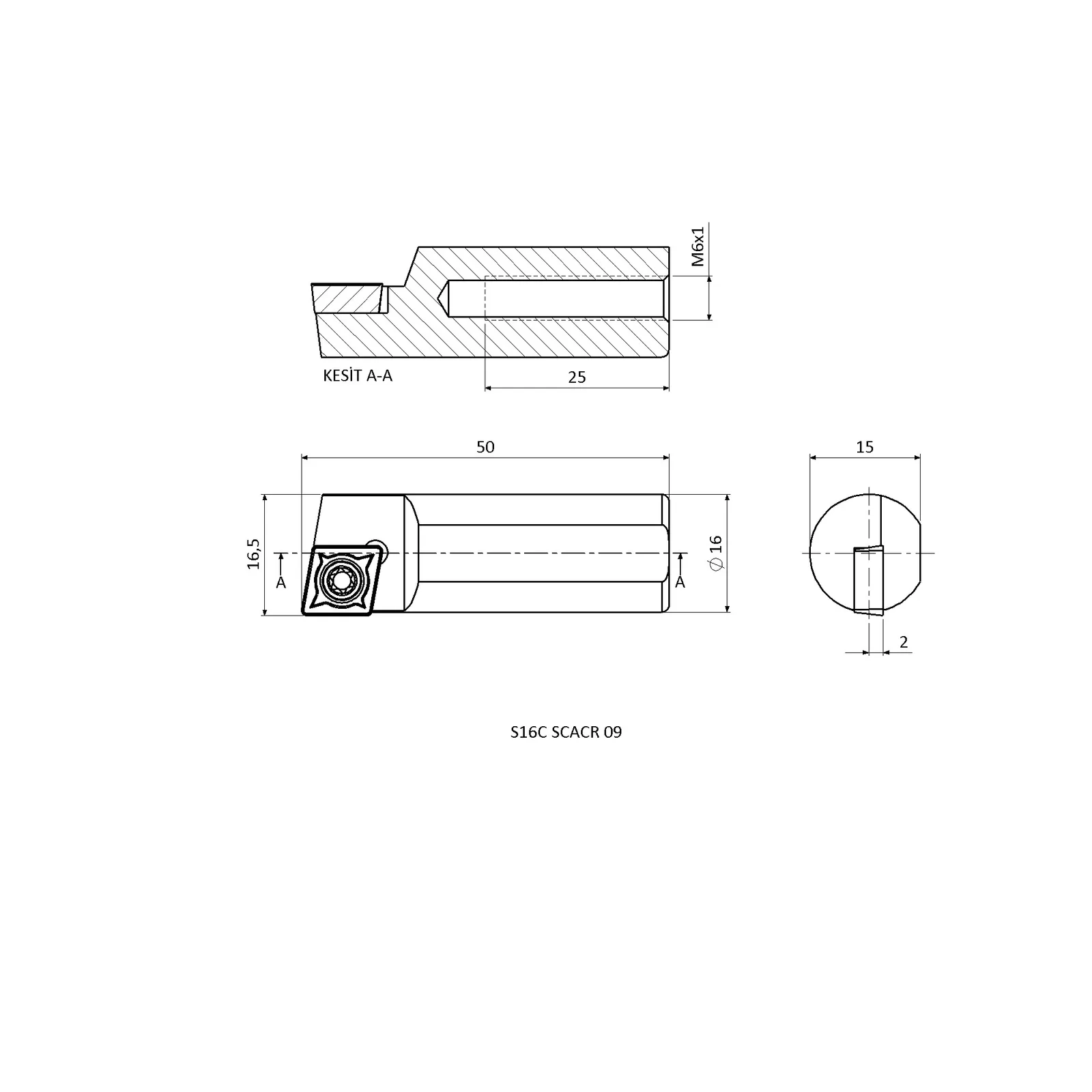 S16C SCACR 09 &mdash; dimensioned drawing