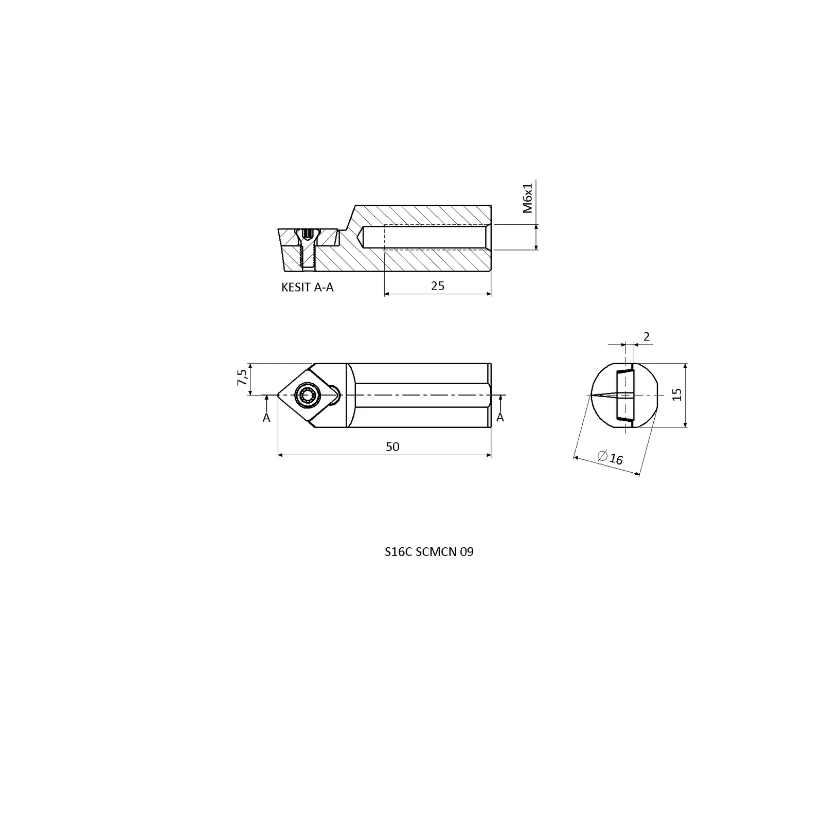 S16C SCMCN 09 &mdash; dimensioned drawing
