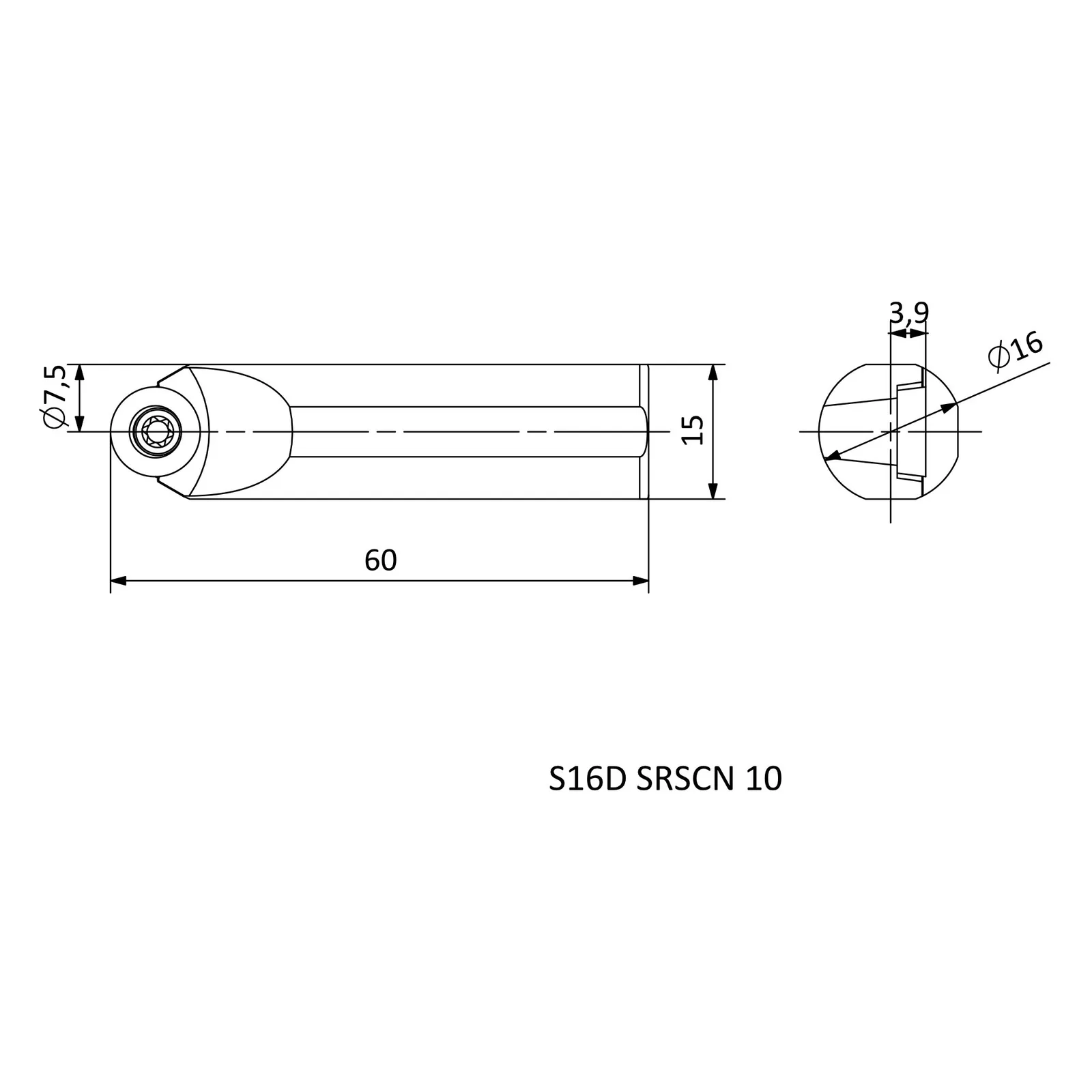 S16D SRSCN 10 &mdash; dimensioned drawing