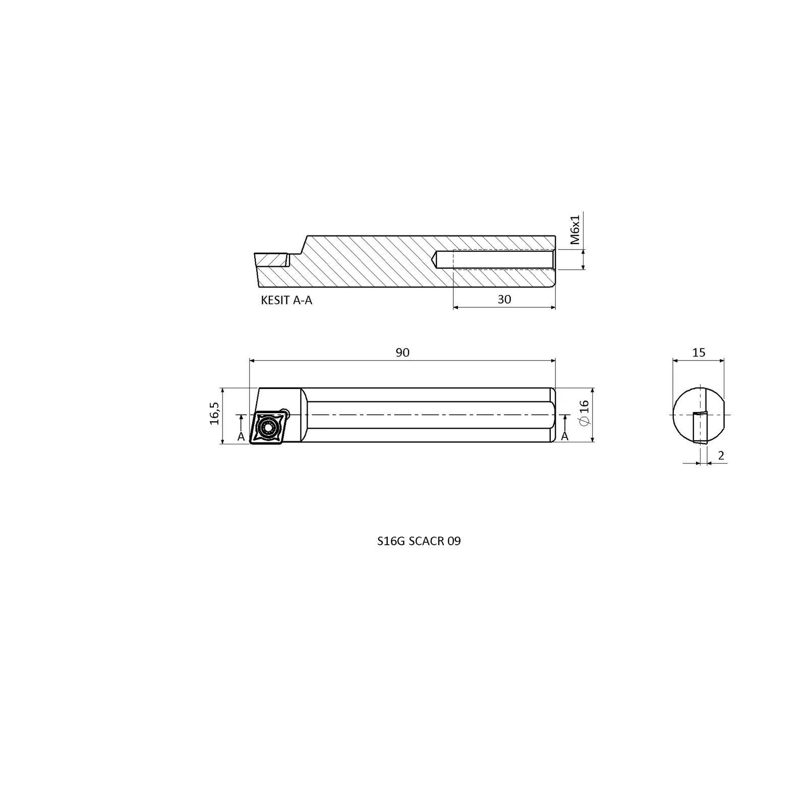 S16G SCACR 09 &mdash; dimensioned drawing