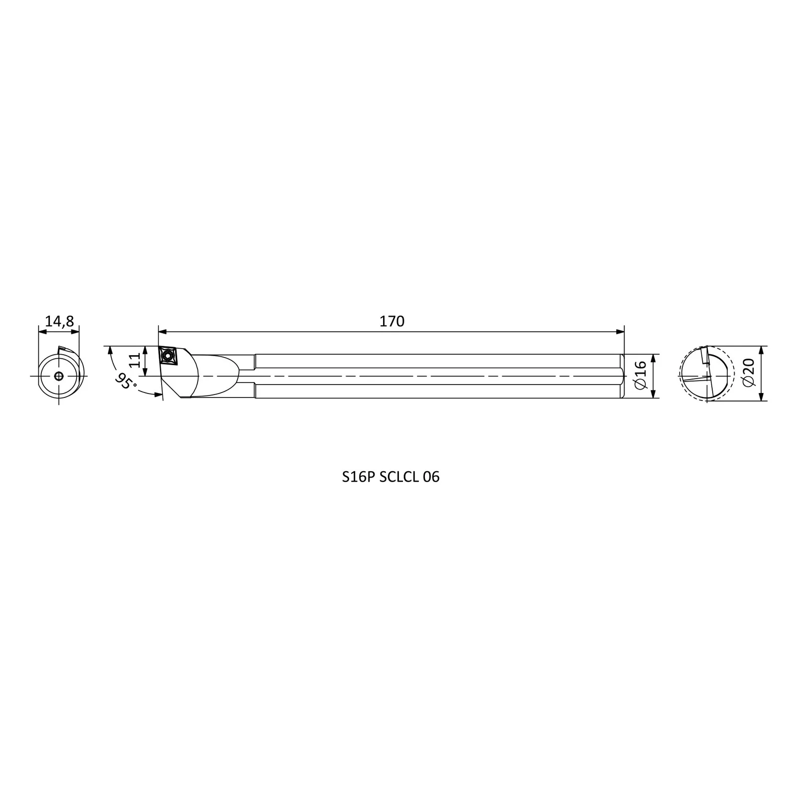 S16P SCLCL 06 &mdash; dimensioned drawing
