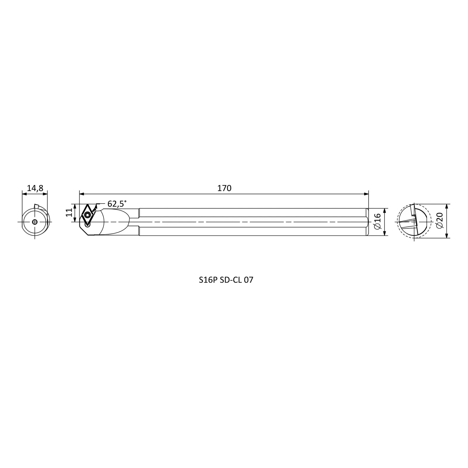 S16P SD-CL 07 &mdash; dimensioned drawing