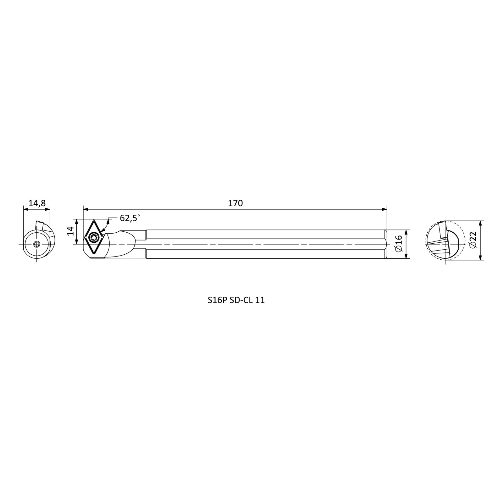 S16P SD-CL 11 &mdash; dimensioned drawing