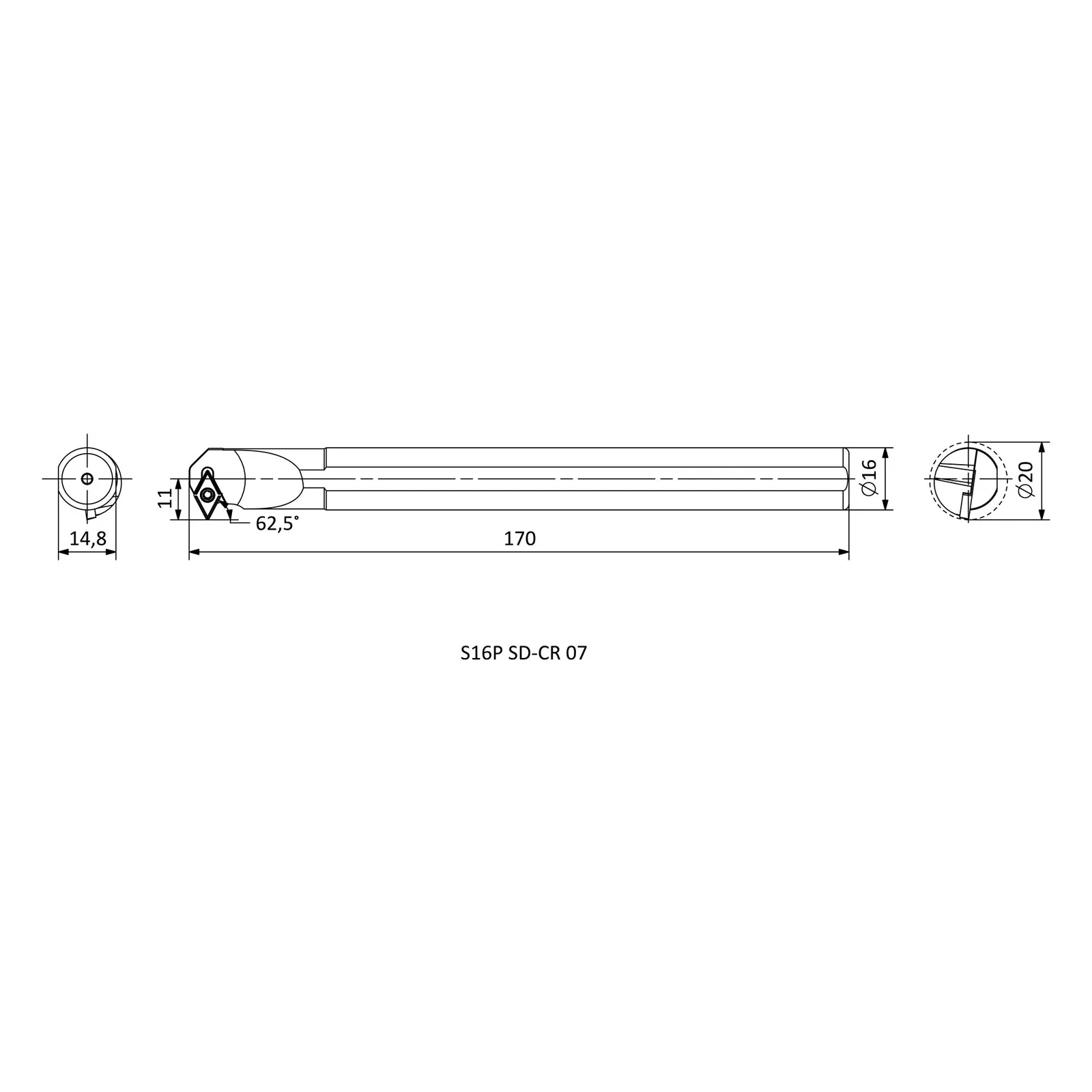 S16P SD-CR 07 &mdash; dimensioned drawing