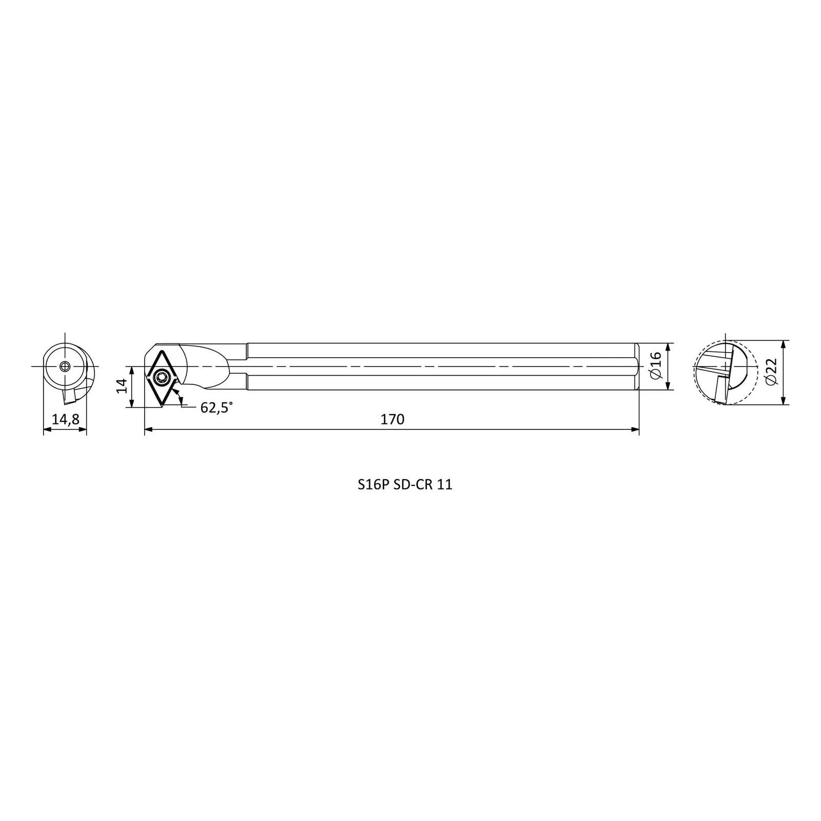 S16P SD-CR 11 &mdash; dimensioned drawing