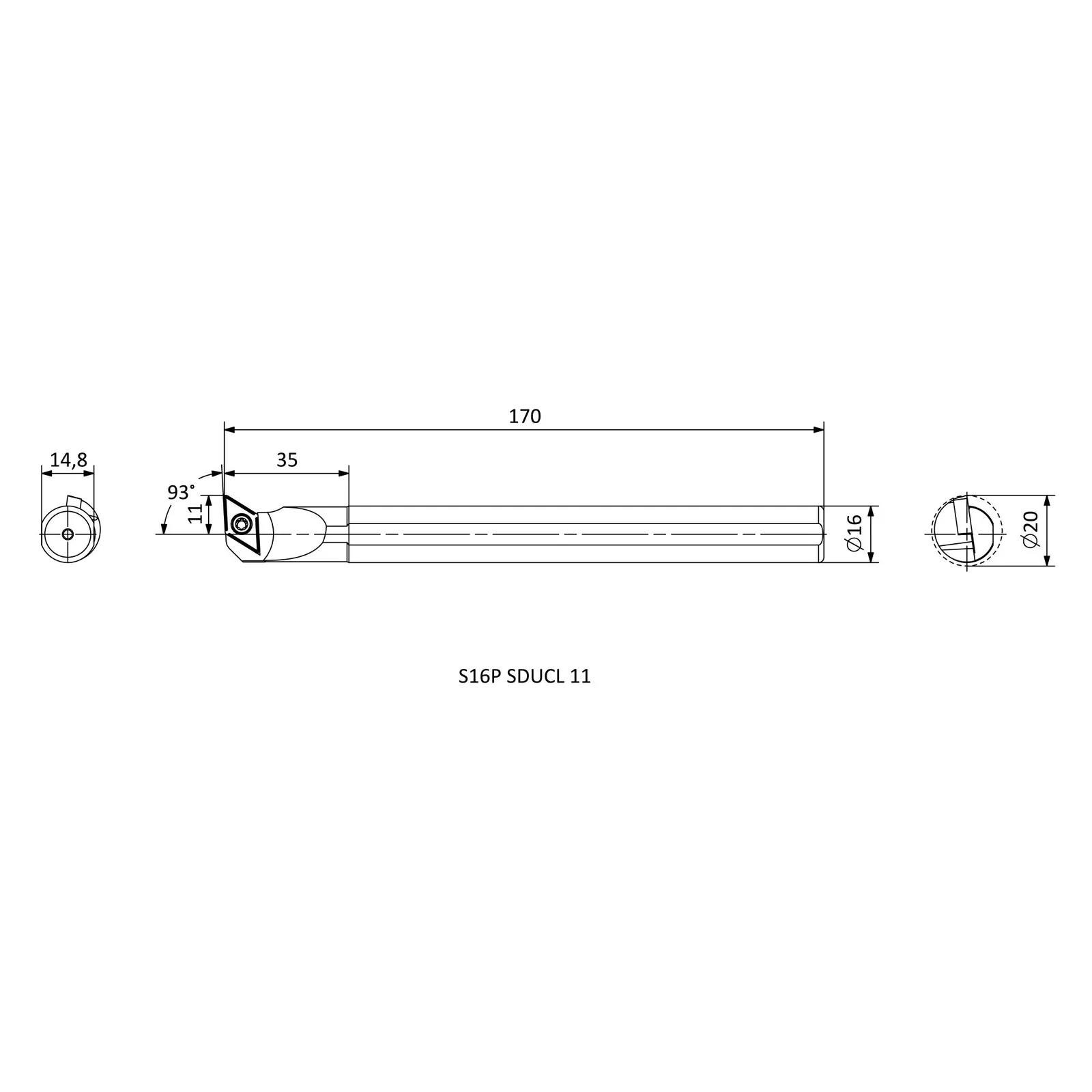 S16P SDUCL 11 &mdash; dimensioned drawing