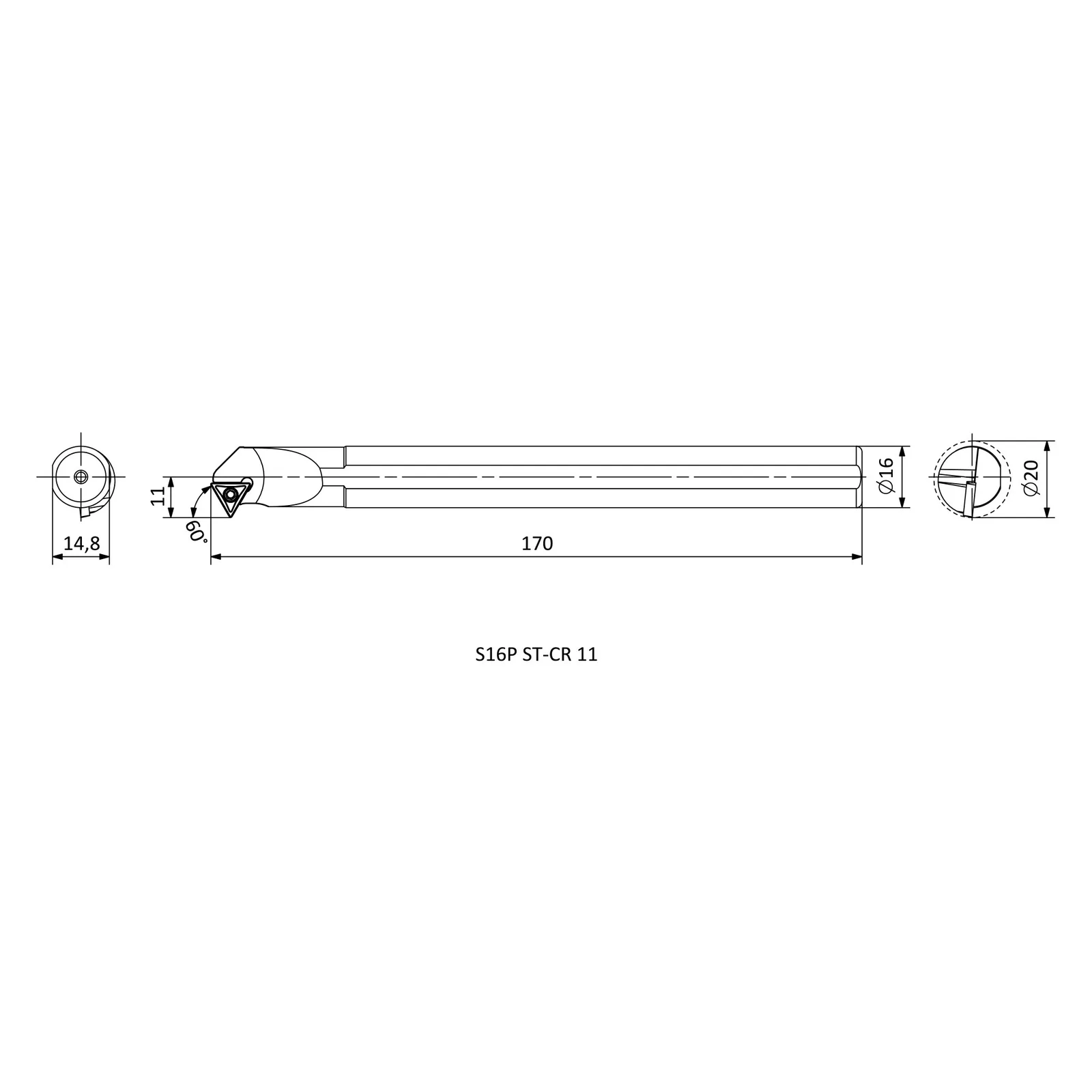 S16P ST-CR 11 &mdash; dimensioned drawing