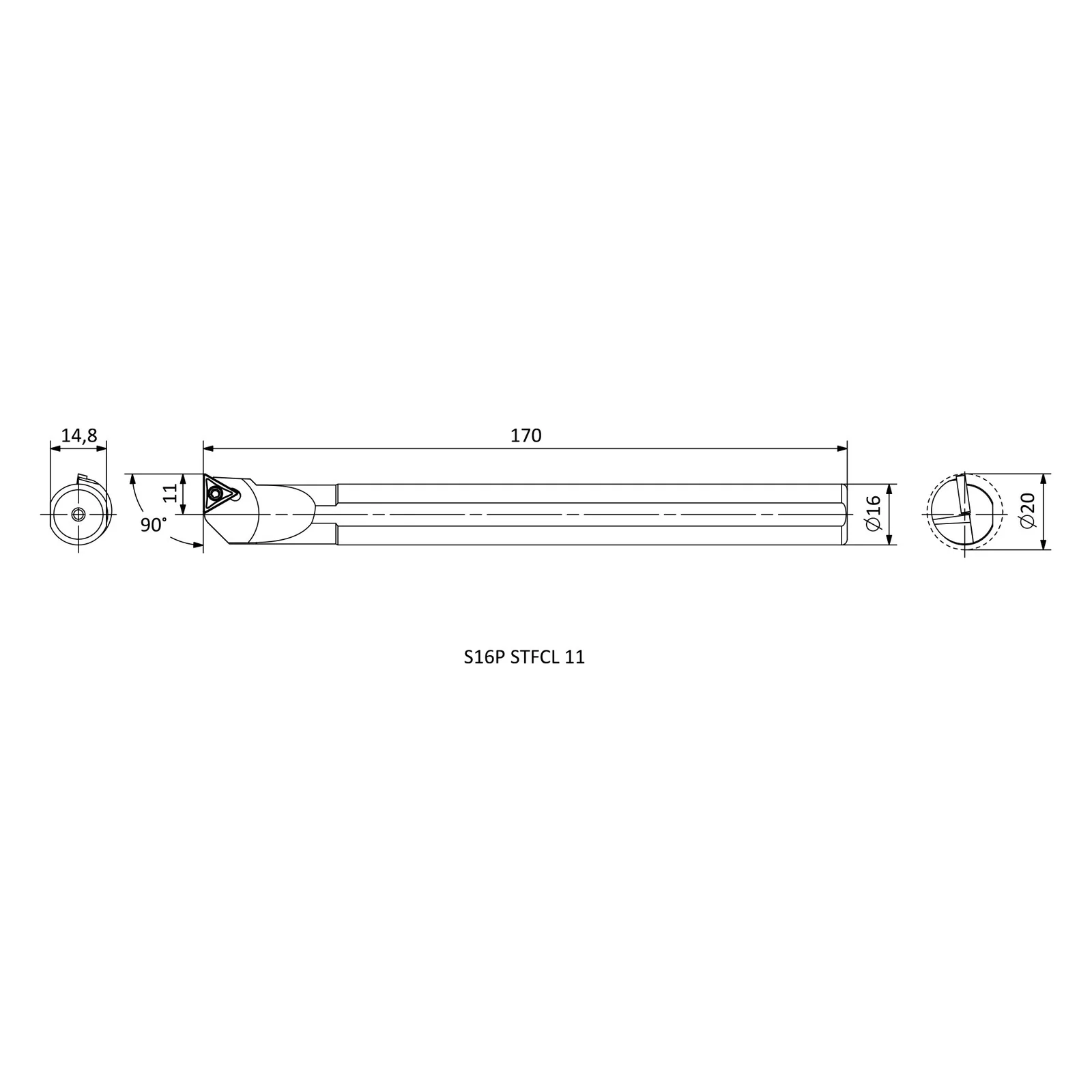 S16P STFCL 11 &mdash; dimensioned drawing
