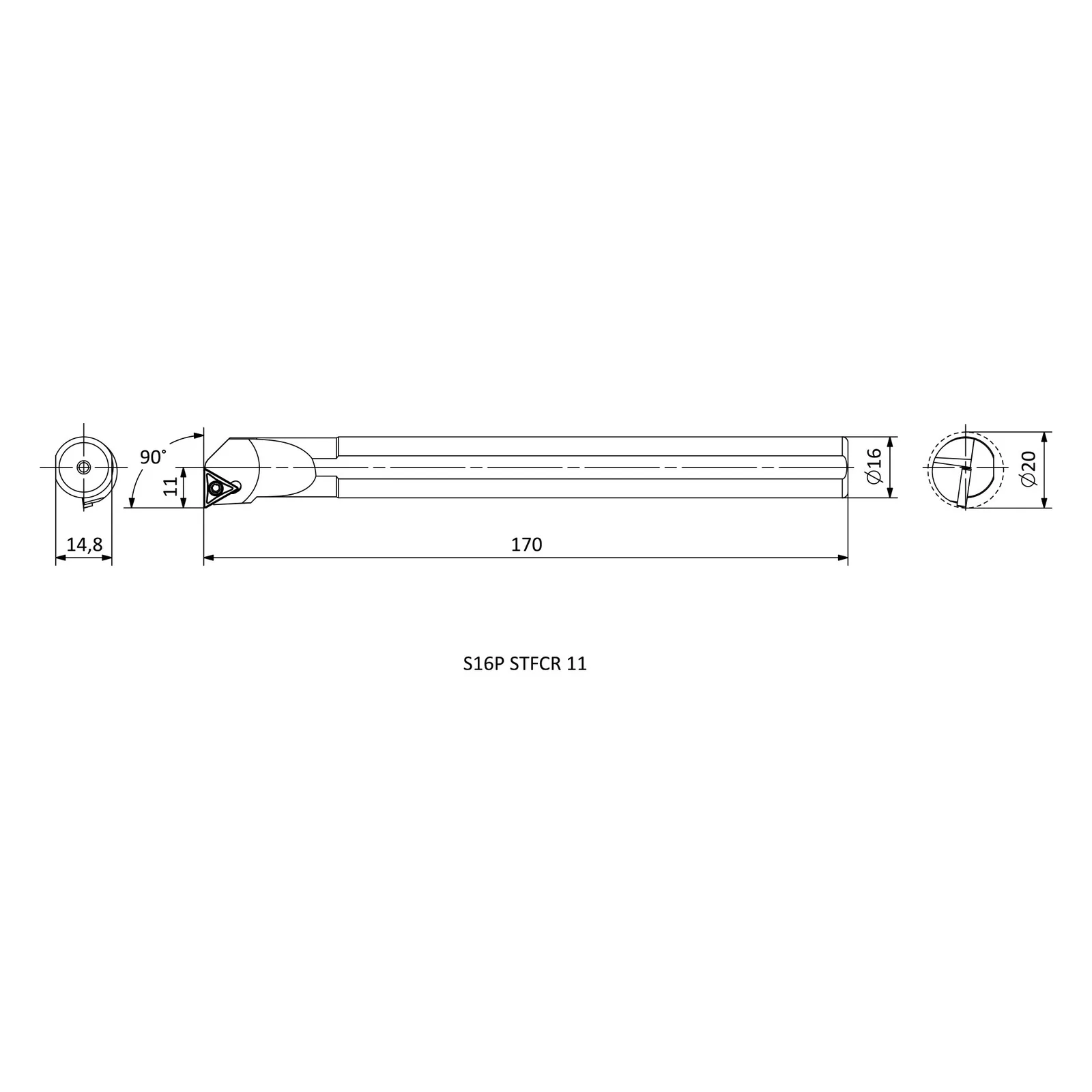 S16P STFCR 11 &mdash; dimensioned drawing
