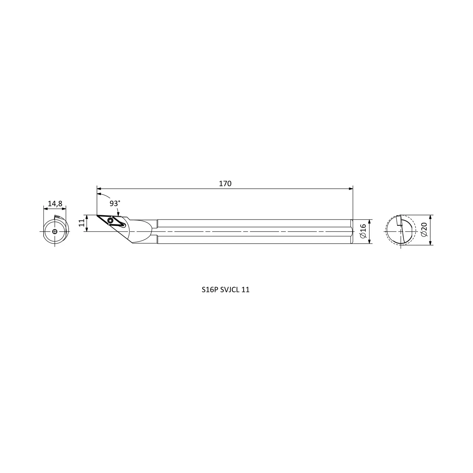 S16P SVJCL 11 &mdash; dimensioned drawing